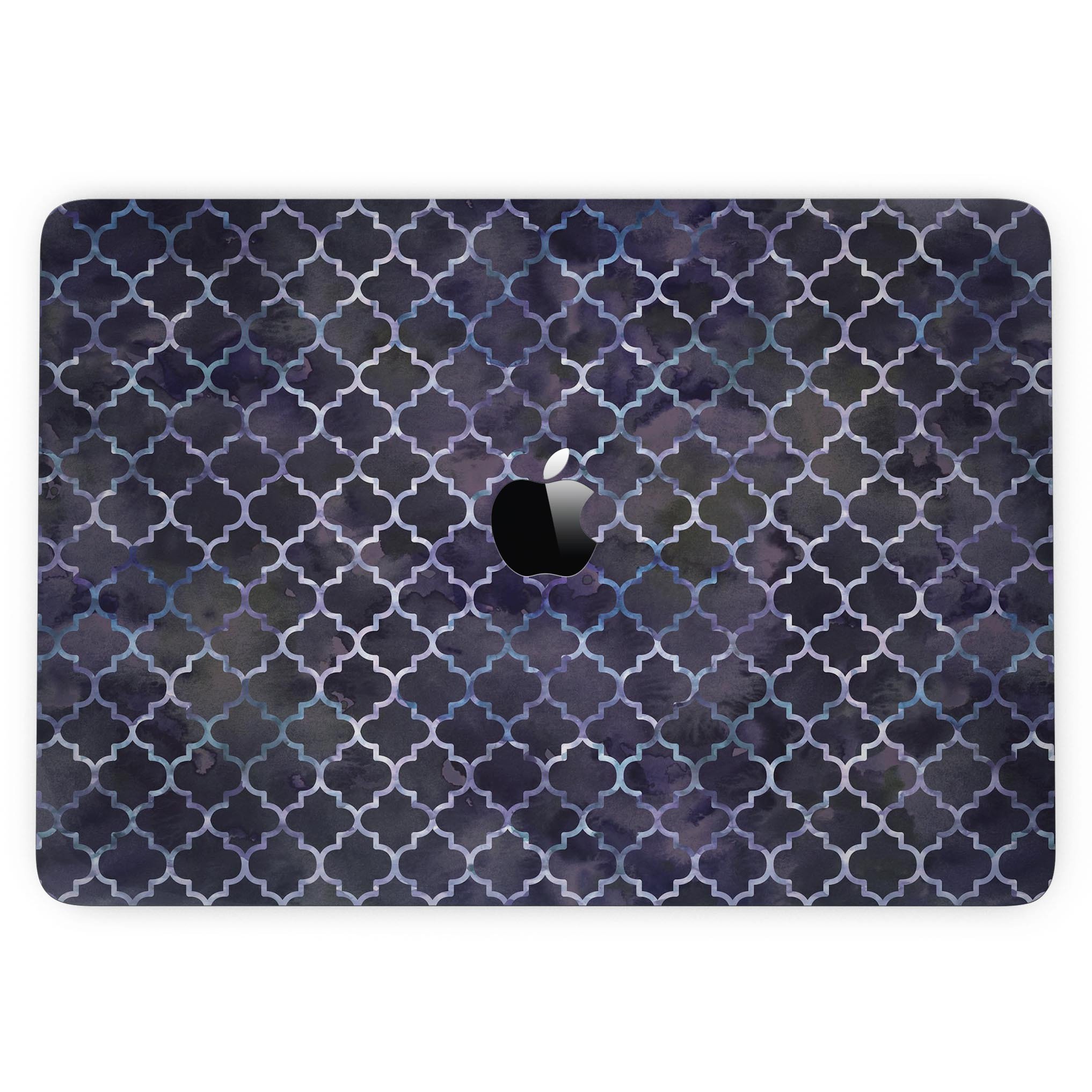 Deep Purple Watercolor Quatrefoil skin for MacBook Pro with Touch Bar, showcasing vibrant colors and intricate design.
