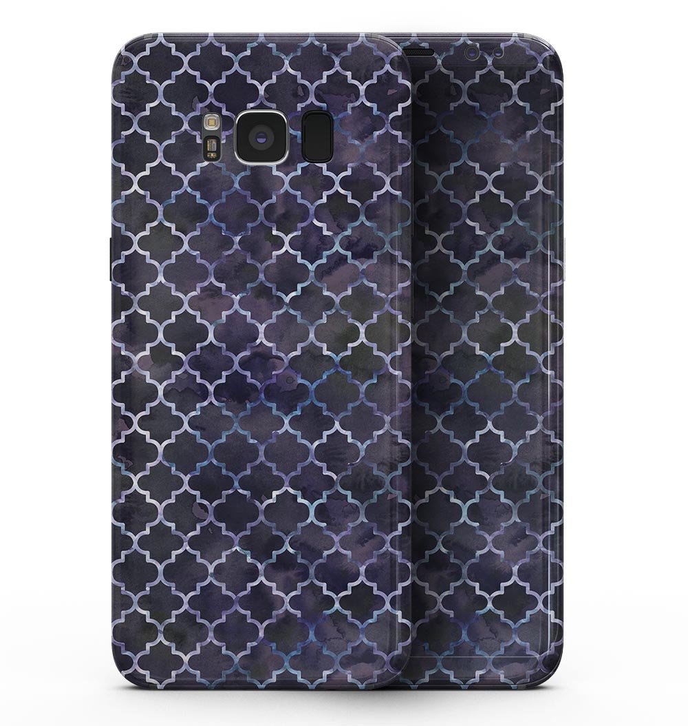 Deep Purple Watercolor Quatrefoil skin for Samsung Galaxy S8, showcasing vibrant colors and intricate design.