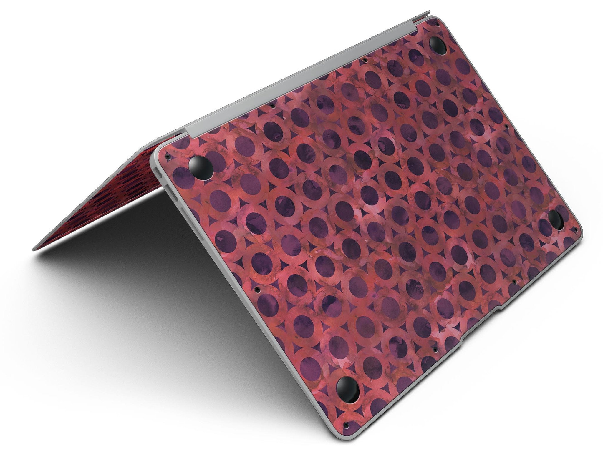 Deep Red Watercolor Ring Pattern skin for MacBook Air, showcasing vibrant colors and intricate design.