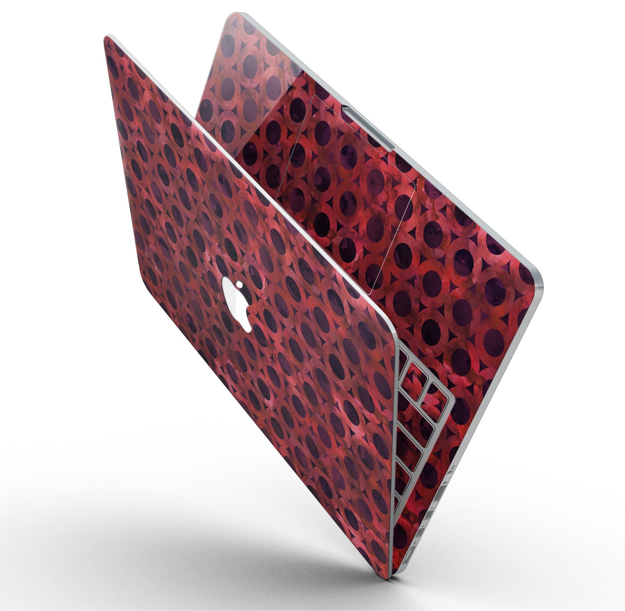 Deep Red Watercolor Ring Pattern skin for MacBook Pro with Retina Display, showcasing vibrant colors and unique design.