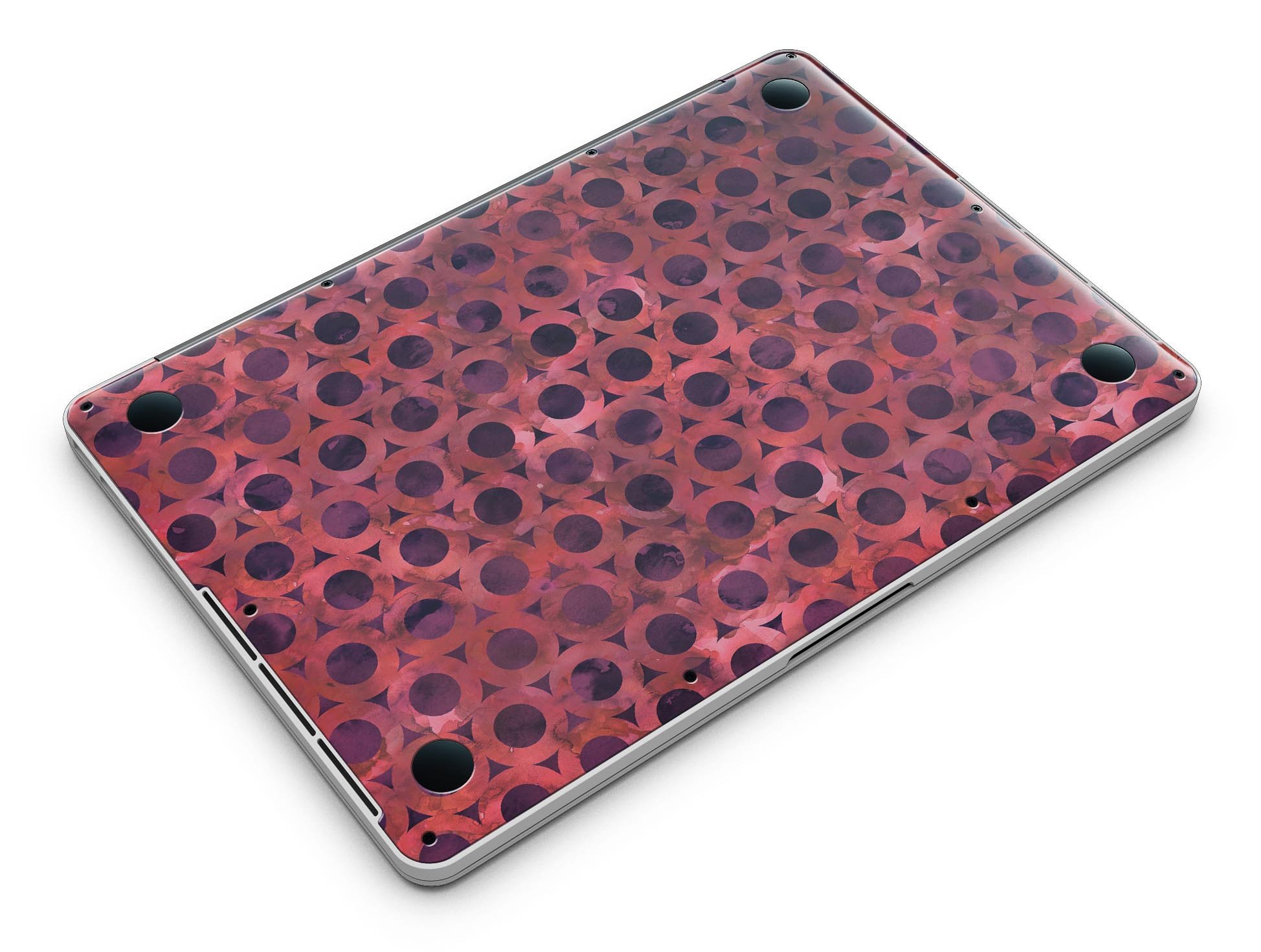 Deep Red Watercolor Ring Pattern skin for MacBook Pro with Retina Display, showcasing vibrant colors and unique design.
