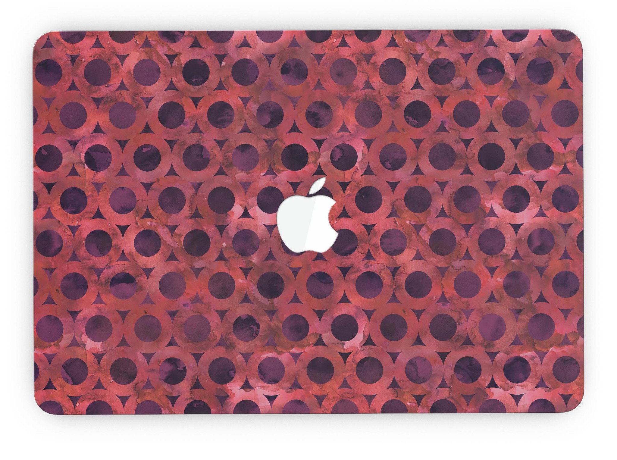 Deep Red Watercolor Ring Pattern skin for MacBook Pro with Retina Display, showcasing vibrant colors and unique design.