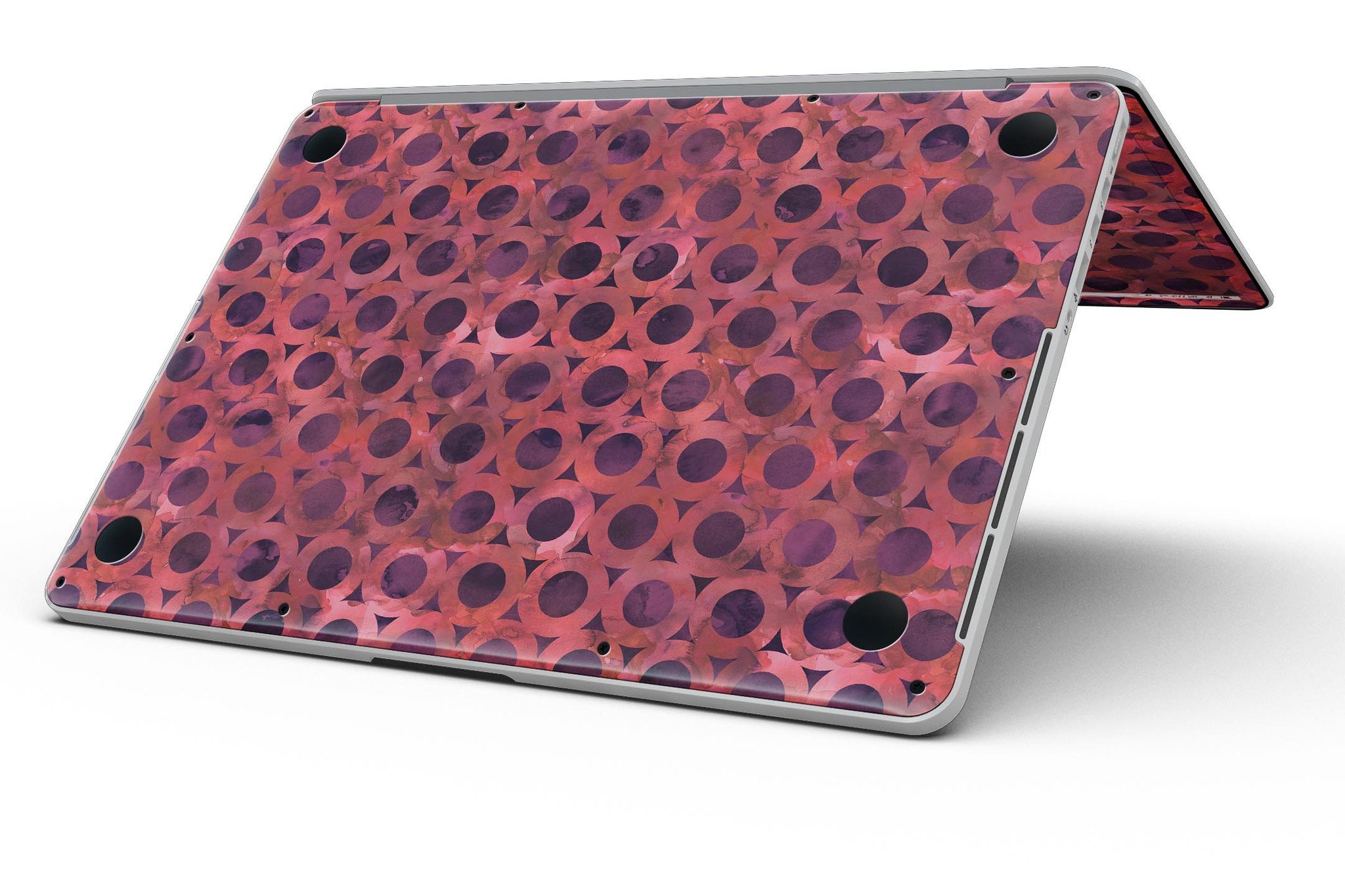 Deep Red Watercolor Ring Pattern skin for MacBook Pro with Retina Display, showcasing vibrant colors and unique design.