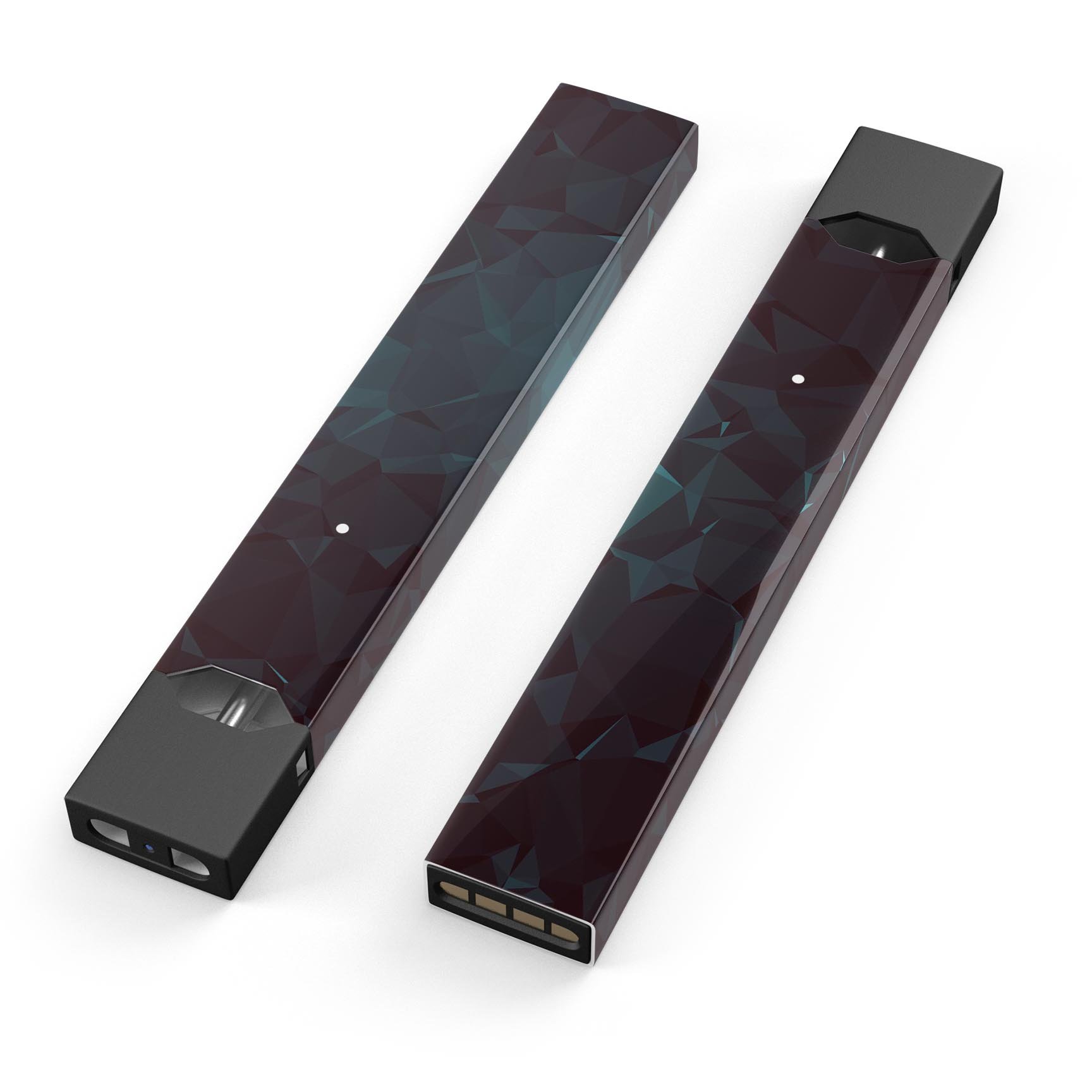 Deep Sea Teal Geometric Shapes skin-wrap for JUUL device, showcasing vibrant colors and precise cut.