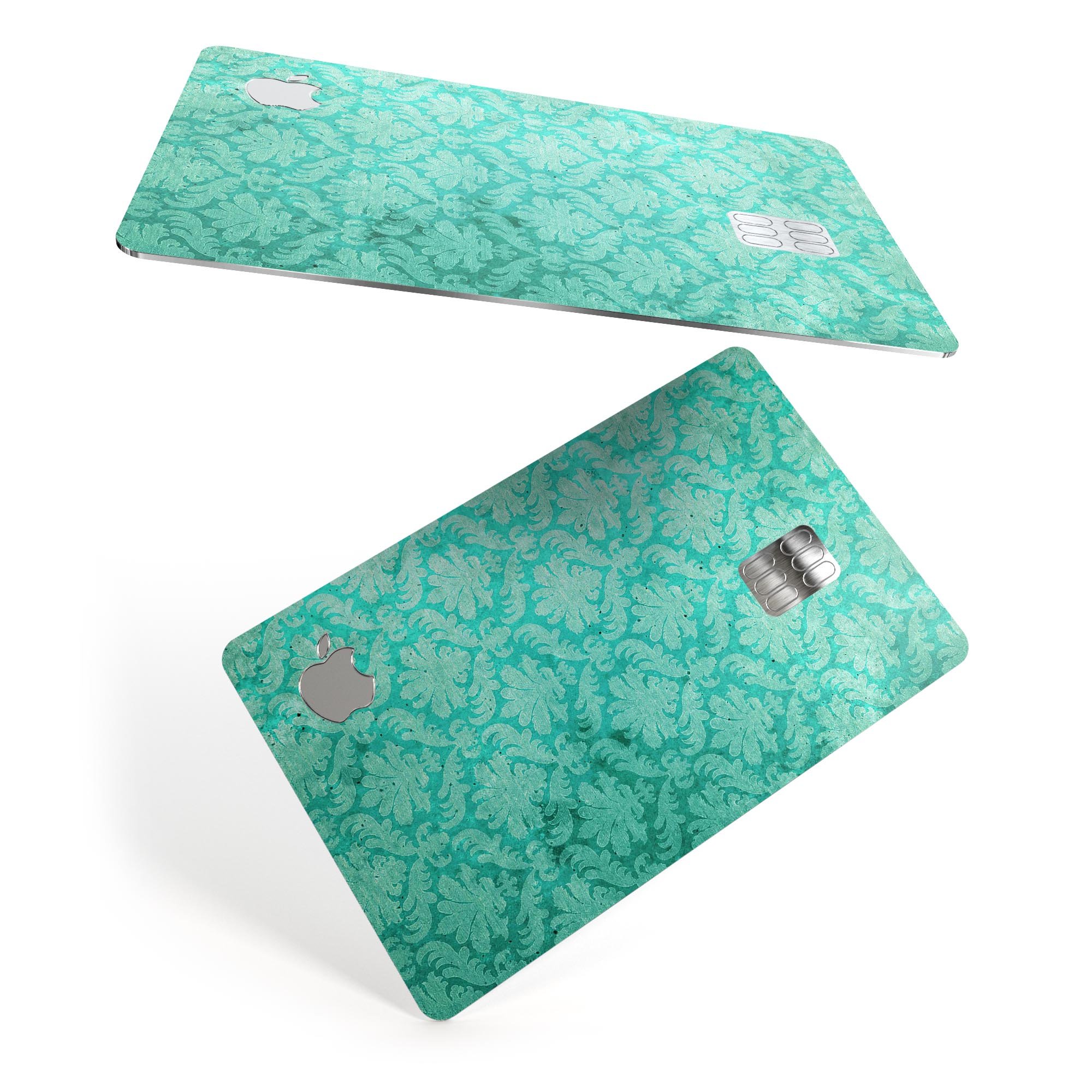 Deep Teal Luxury Pattern decal skin for Apple Card, showcasing premium vinyl material and elegant design.