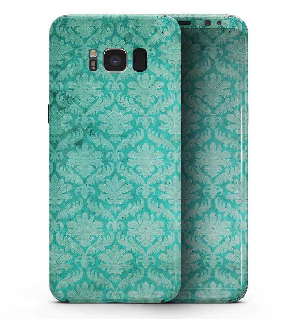 Deep Teal Luxury Pattern skin for Samsung Galaxy S8, showcasing a stylish design that protects the device while enhancing its appearance.