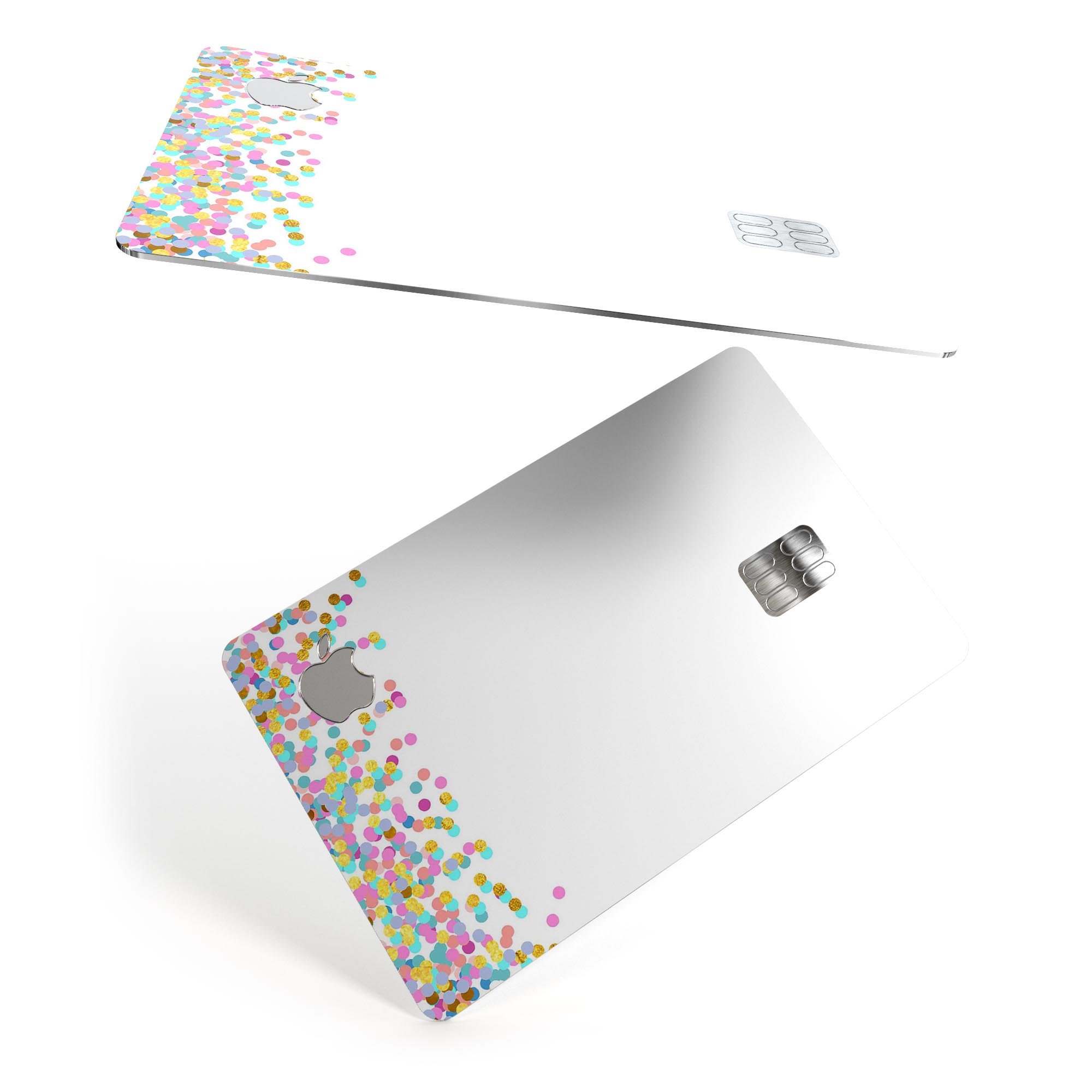 Premium protective decal skin-kit for Apple Card featuring descending multicolor micro dots design.