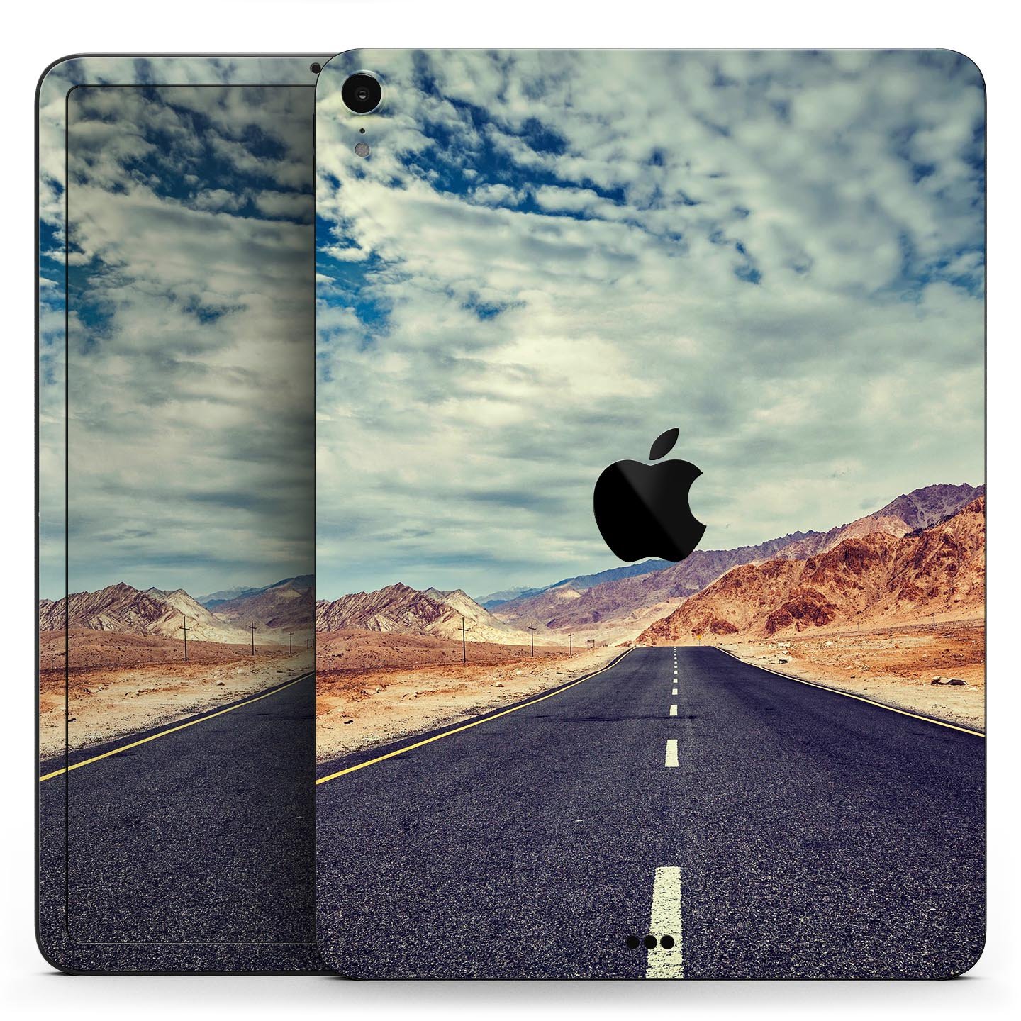 Desert Road full body skin decal for Apple iPad Pro, showcasing vibrant design and premium 3M material.
