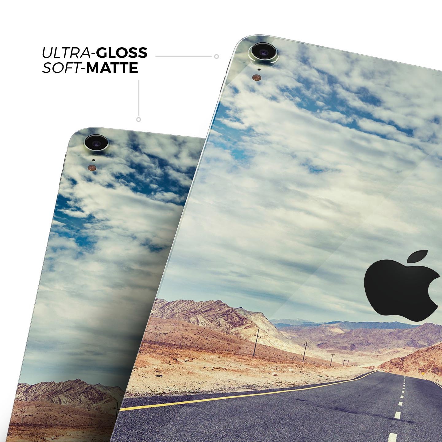 Desert Road full body skin decal for Apple iPad Pro, showcasing vibrant design and premium 3M material.