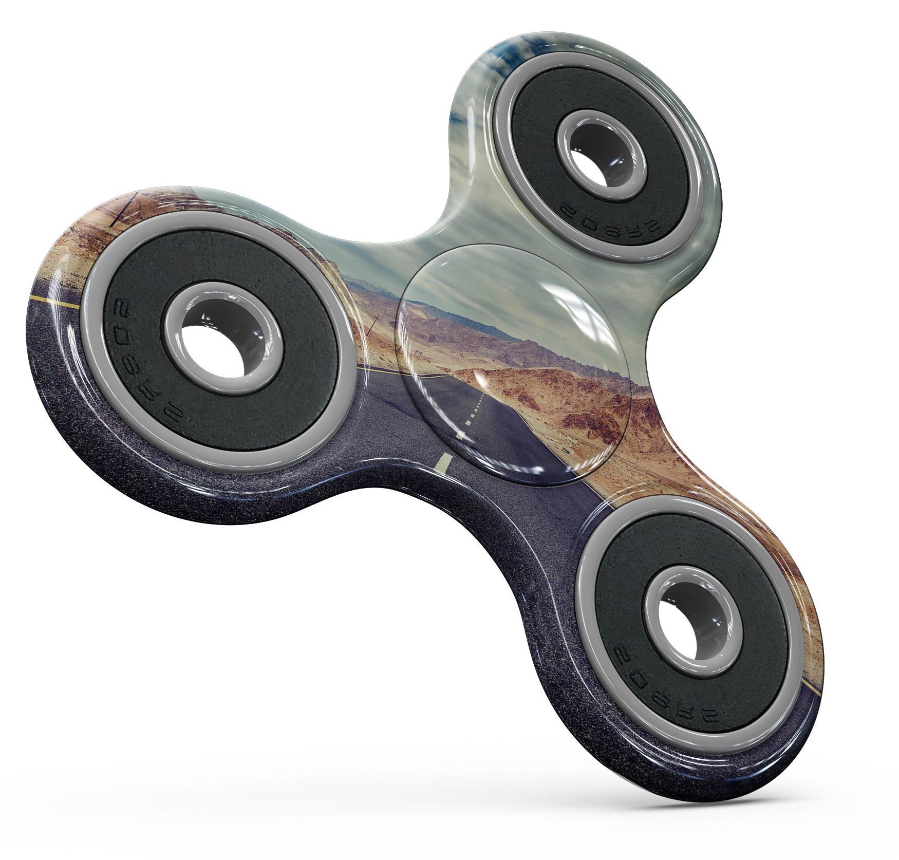 Desert Road Full-Body Fidget Spinner Skin-Kit showcasing vibrant design and premium vinyl material.