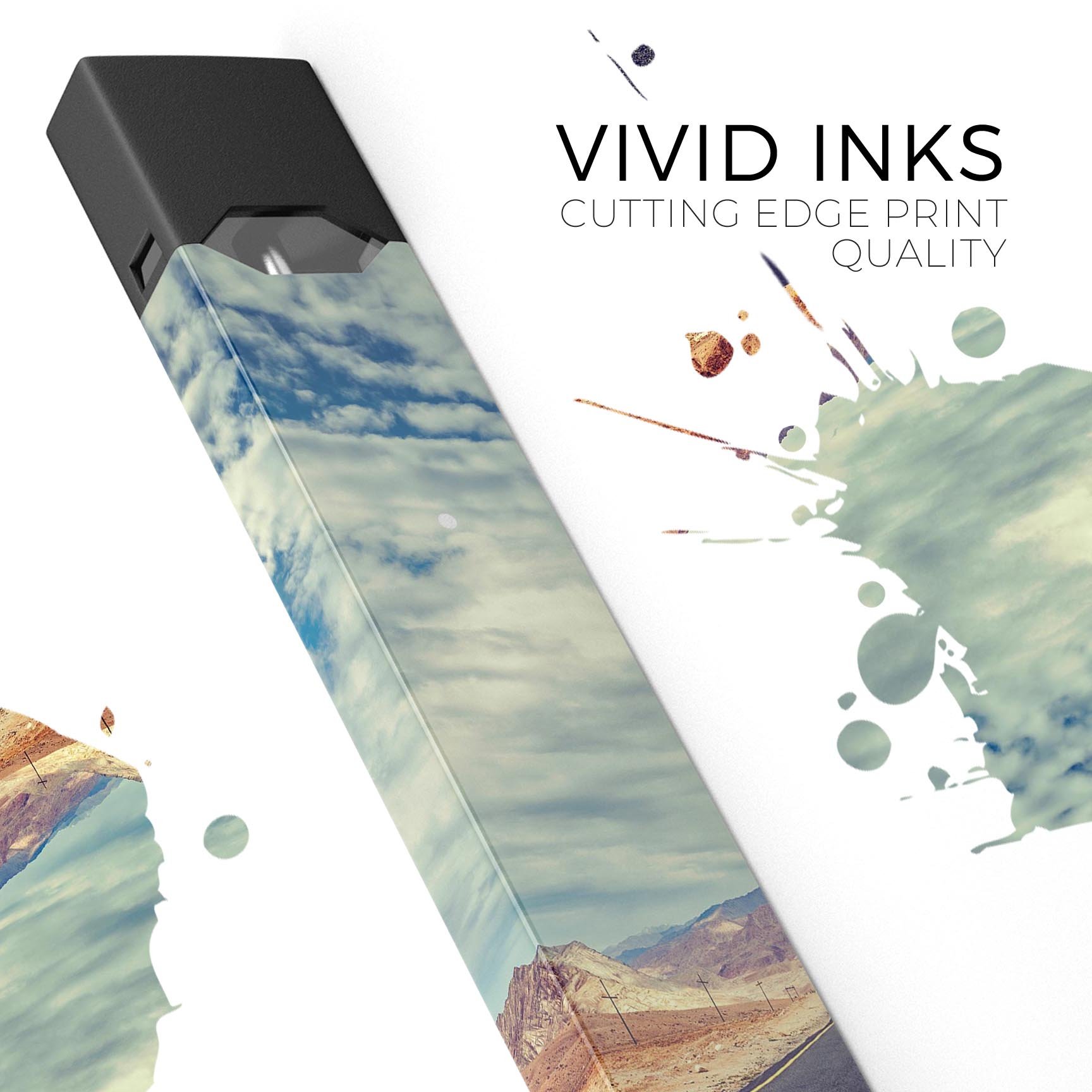 Desert Road Premium Decal Protective Skin-Wrap Sticker for JUUL device, showcasing vibrant design and high-quality finish.