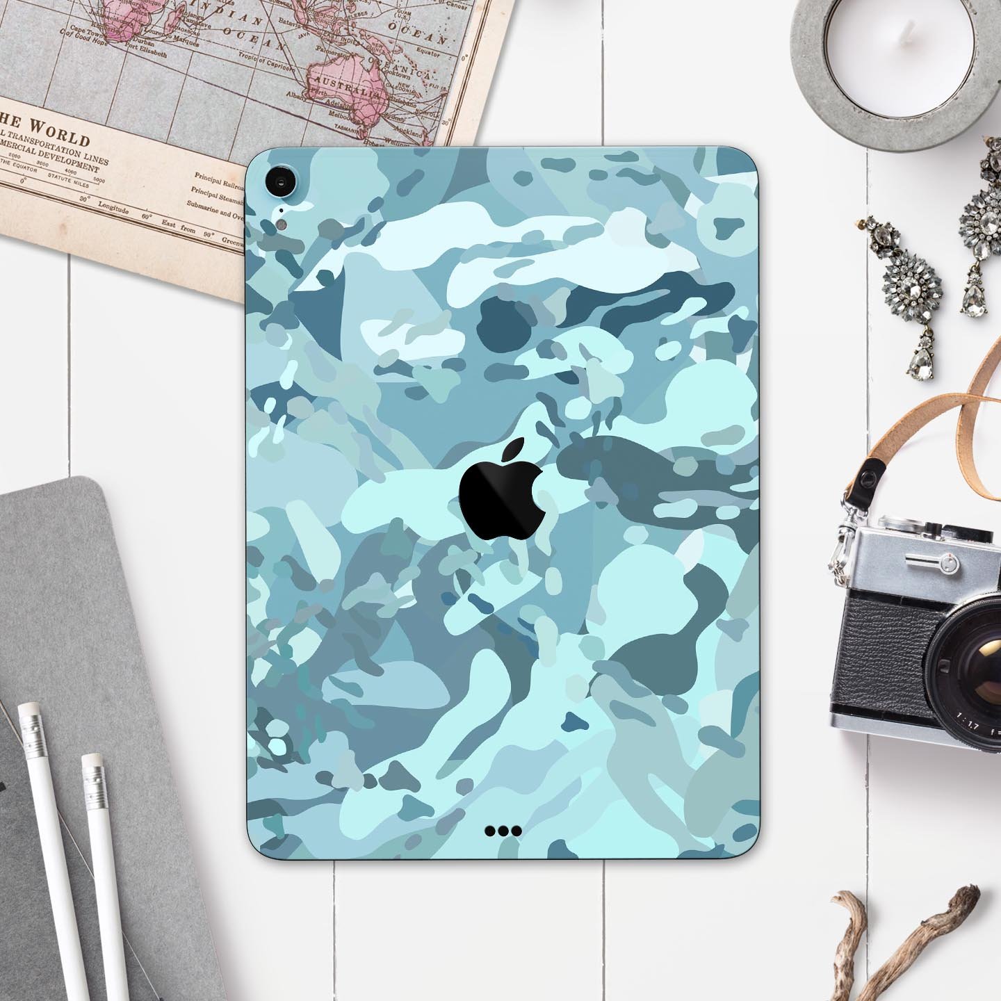 Desert Sea Camouflage V2 skin decal for Apple iPad Pro, showcasing a stylish camouflage design with a smooth finish.
