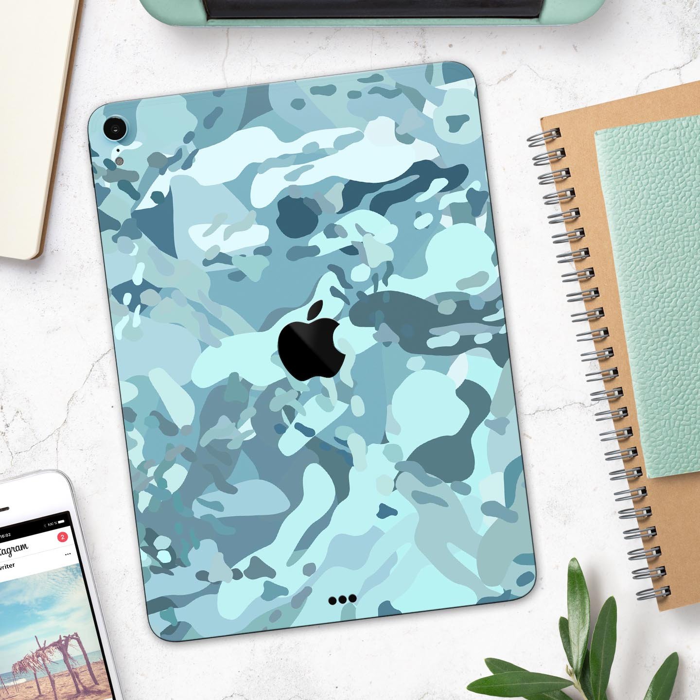 Desert Sea Camouflage V2 skin decal for Apple iPad Pro, showcasing a stylish camouflage design with a smooth finish.