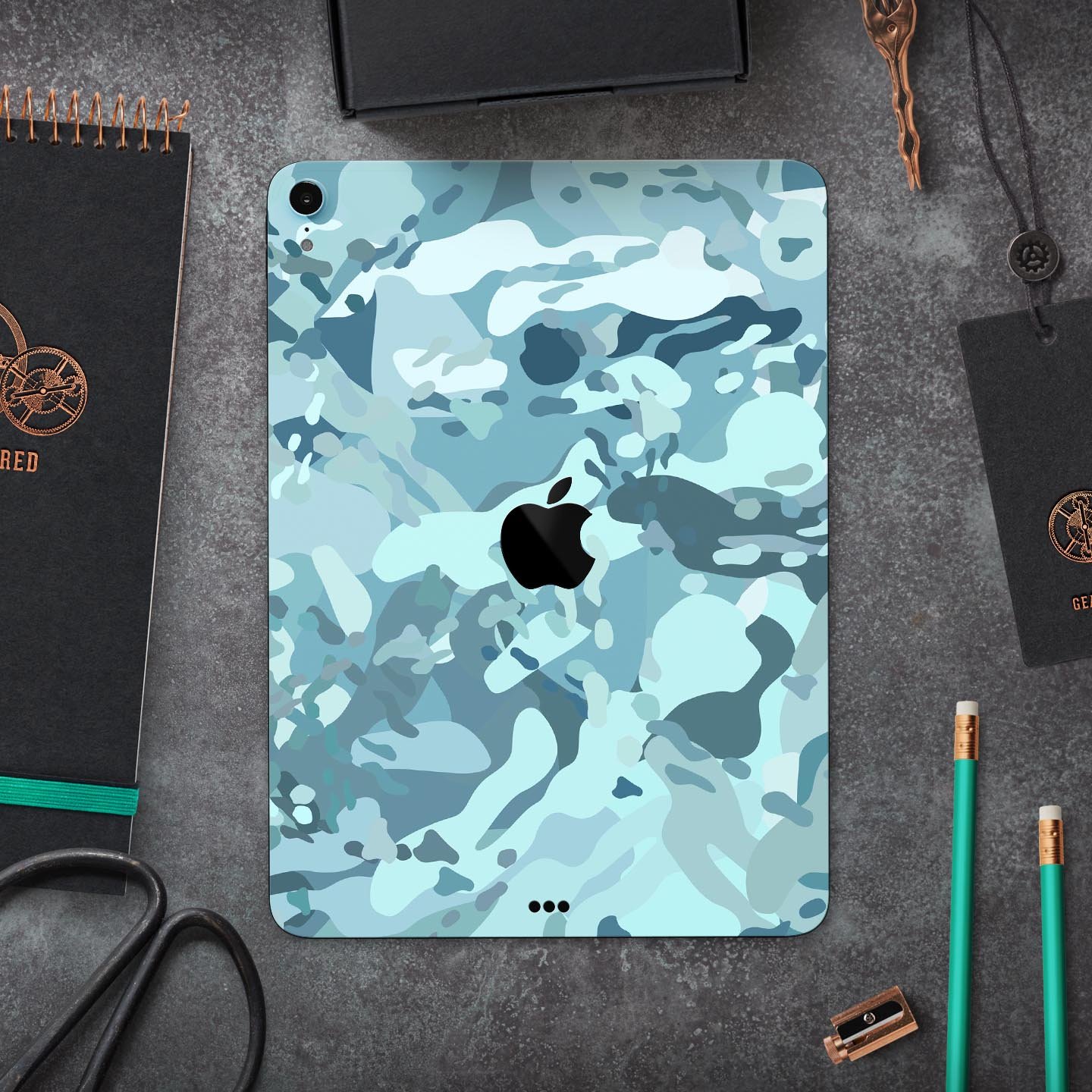 Desert Sea Camouflage V2 skin decal for Apple iPad Pro, showcasing a stylish camouflage design with a smooth finish.