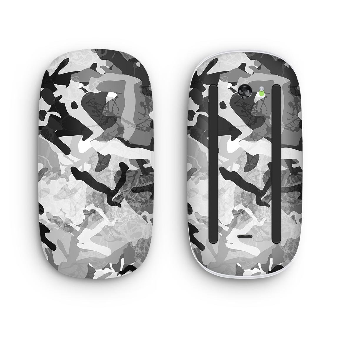 Desert Snow Camouflage V2 skin decal wrap kit for Apple Magic Mouse, showcasing a stylish camouflage design with a soft matte finish.