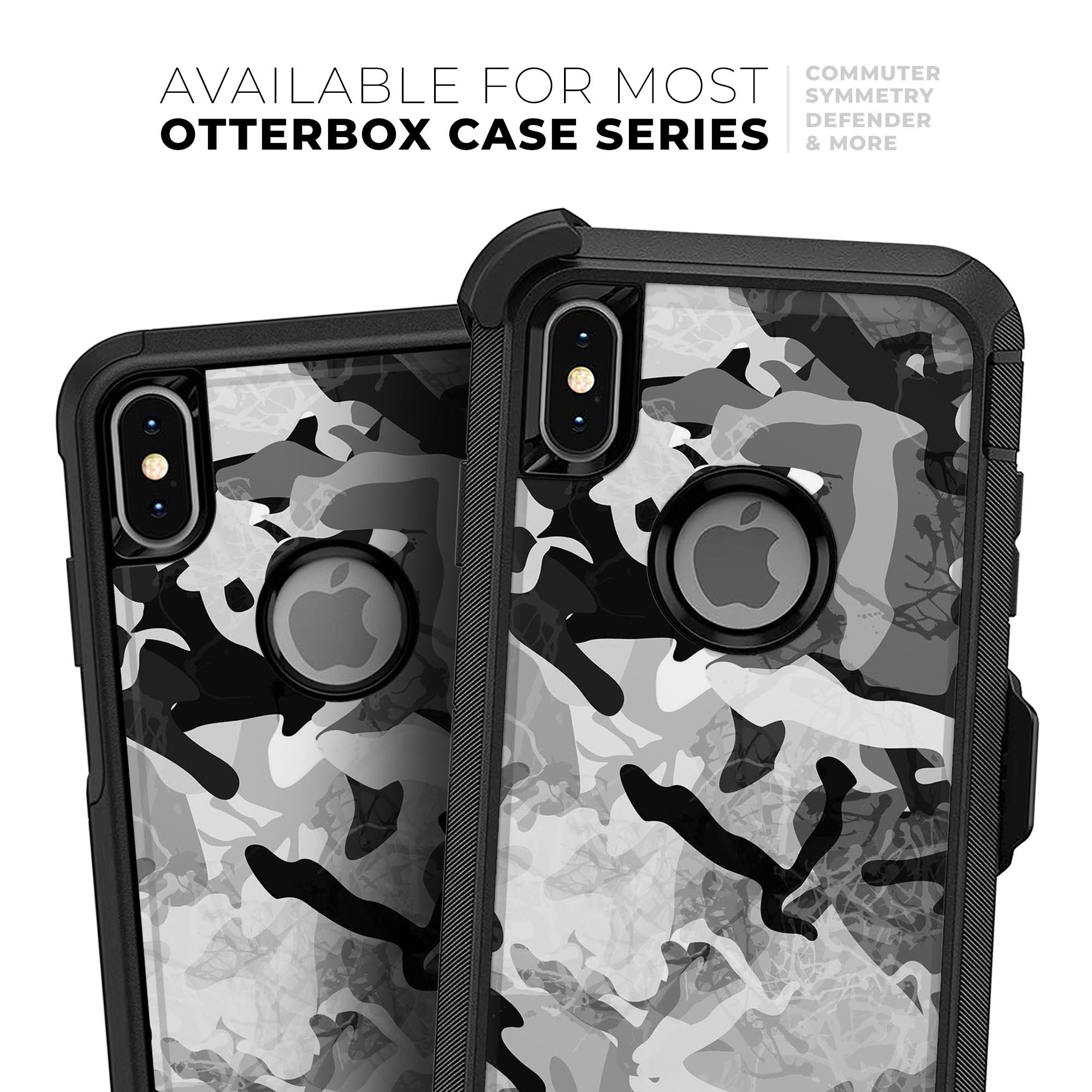 Desert Snow Camouflage V2 Skin Kit for iPhone OtterBox Cases, showcasing a stylish camouflage design on a sleek surface.