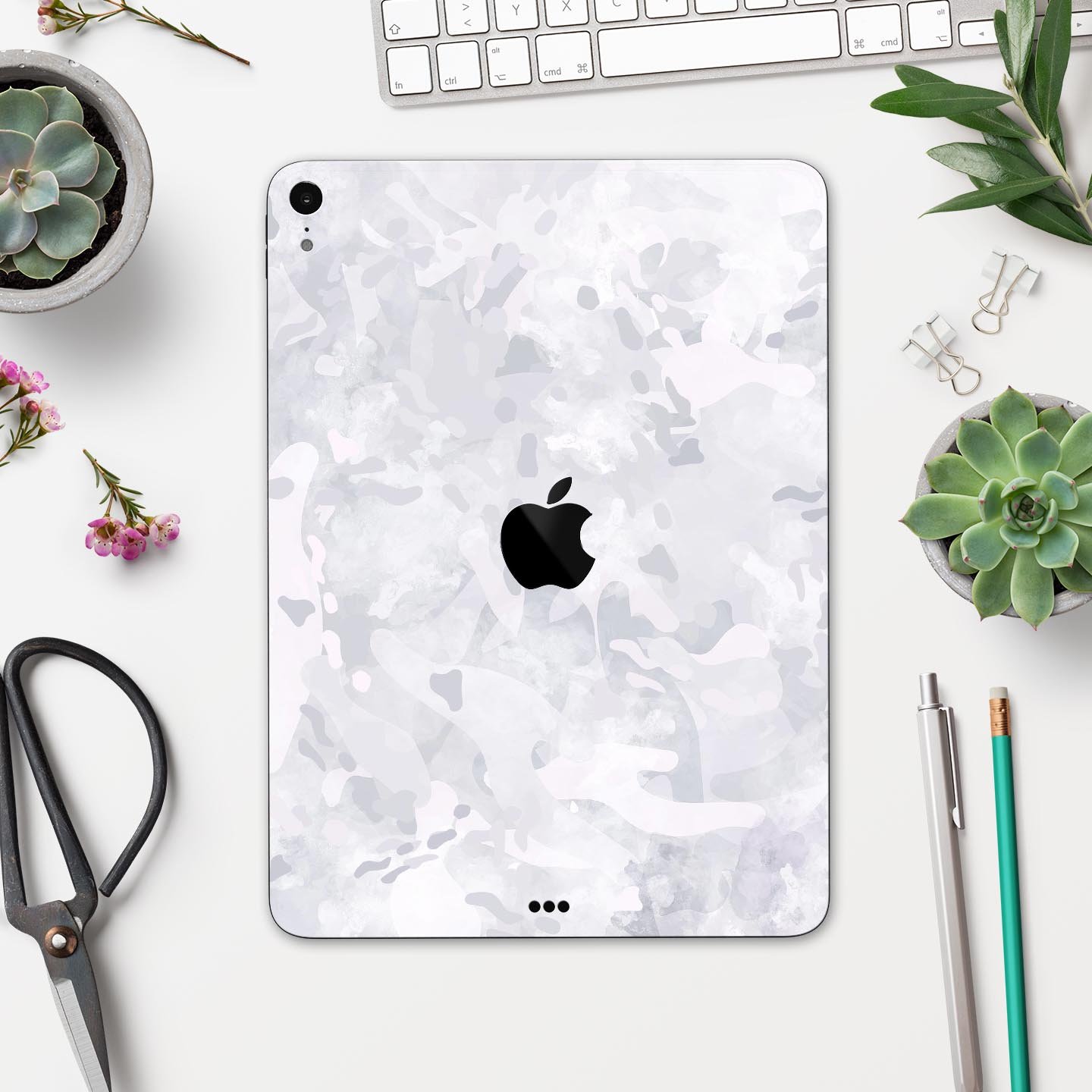 Desert Winter Camouflage V3 skin decal for Apple iPad, showcasing its unique camouflage design and premium 3M material.