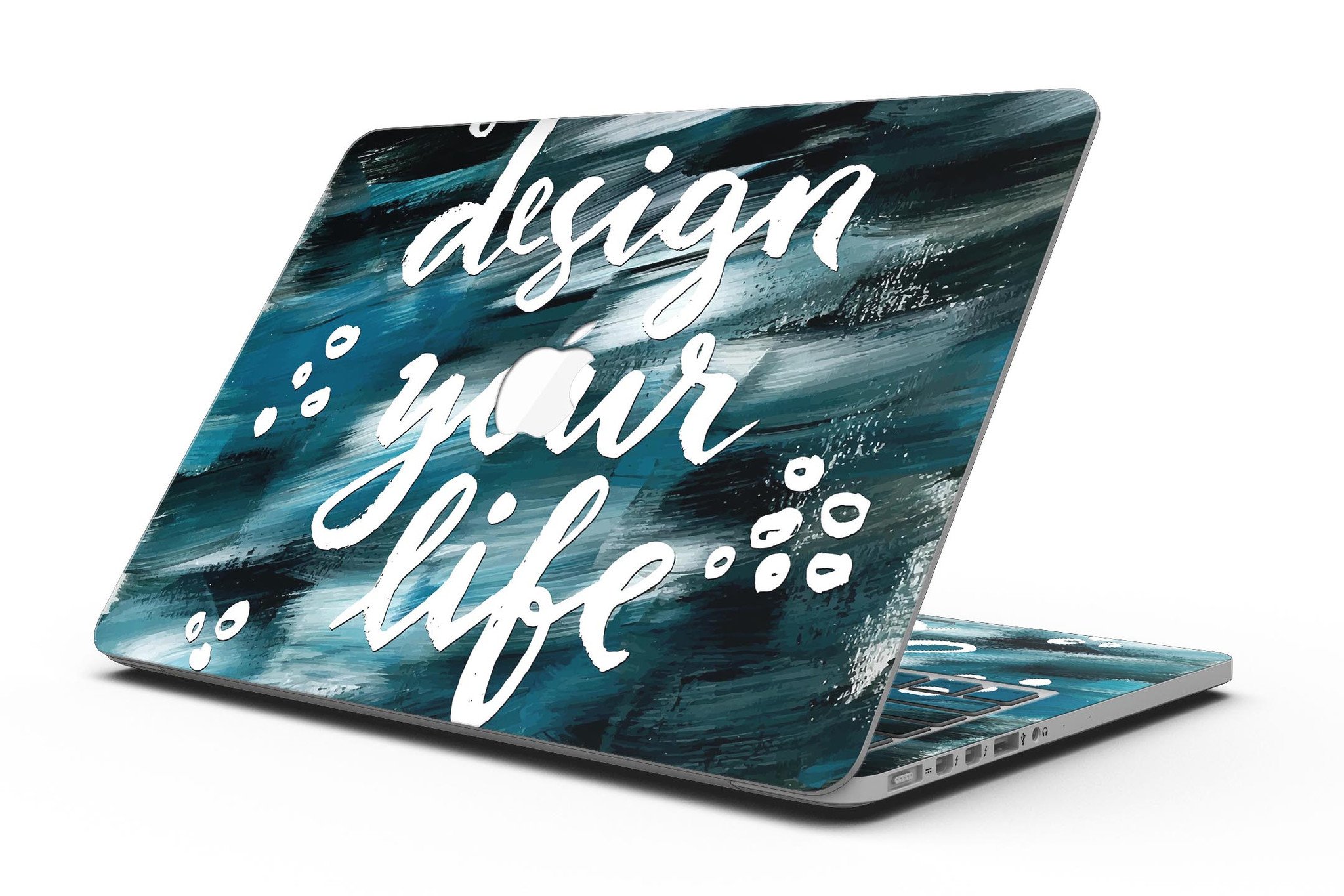 A MacBook Pro with Retina Display covered in a stylish full-coverage skin, showcasing a glossy finish and precise cut.