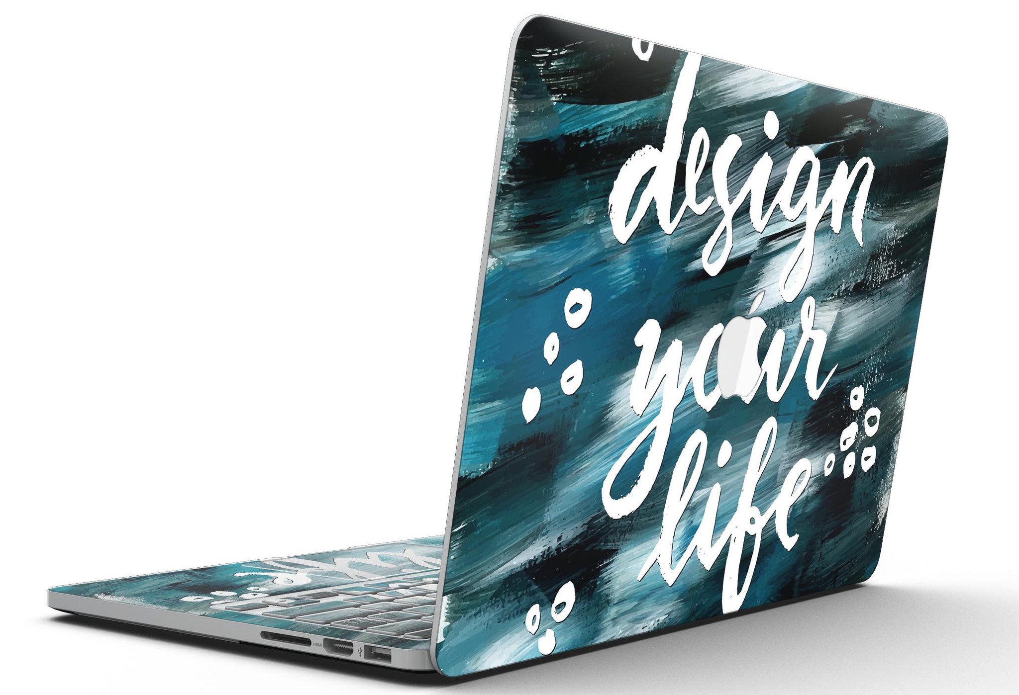 A MacBook Pro with Retina Display covered in a stylish full-coverage skin, showcasing a glossy finish and precise cut.