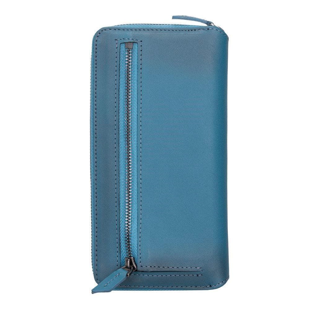 Detachable Leather Zipper Wallet Case for Samsung Galaxy S21 Series, showcasing genuine leather, card slots, and RFID protection.