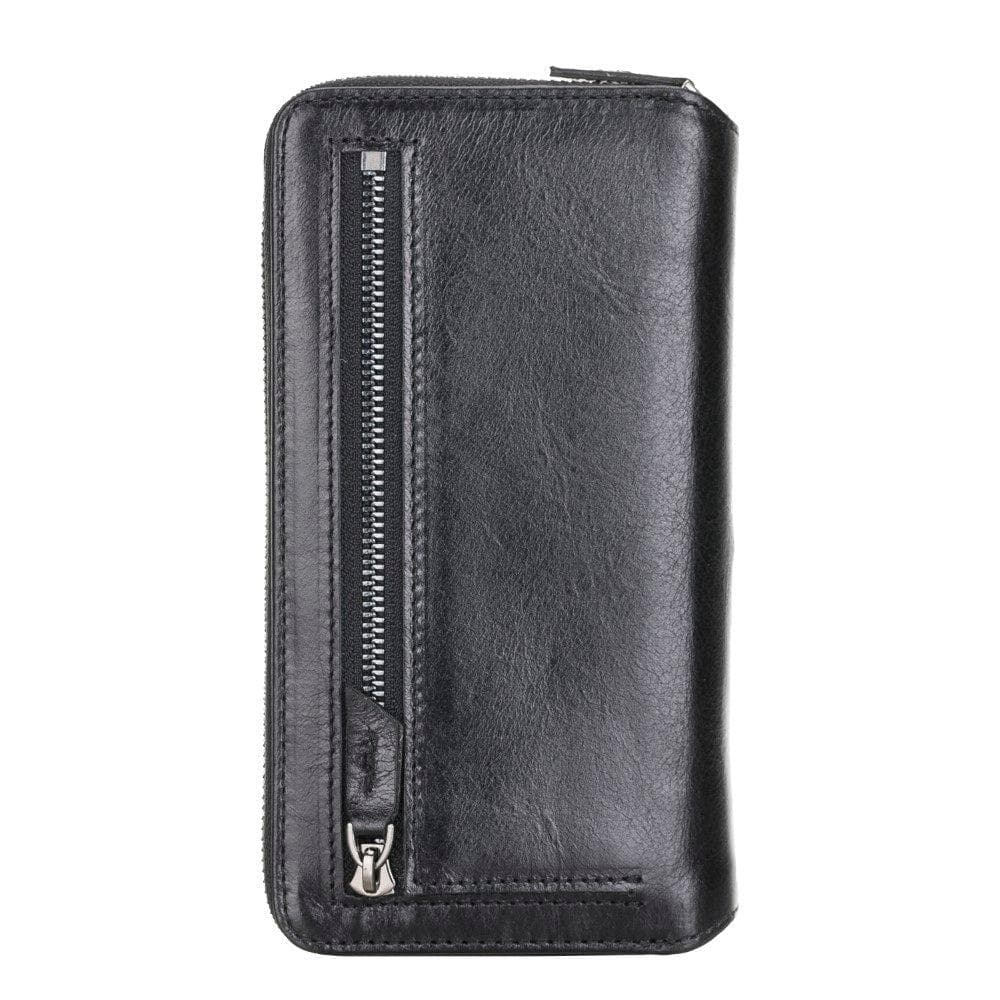 Detachable Leather Zipper Wallet Case for Samsung Galaxy S21 Series, showcasing genuine leather, card slots, and RFID protection.