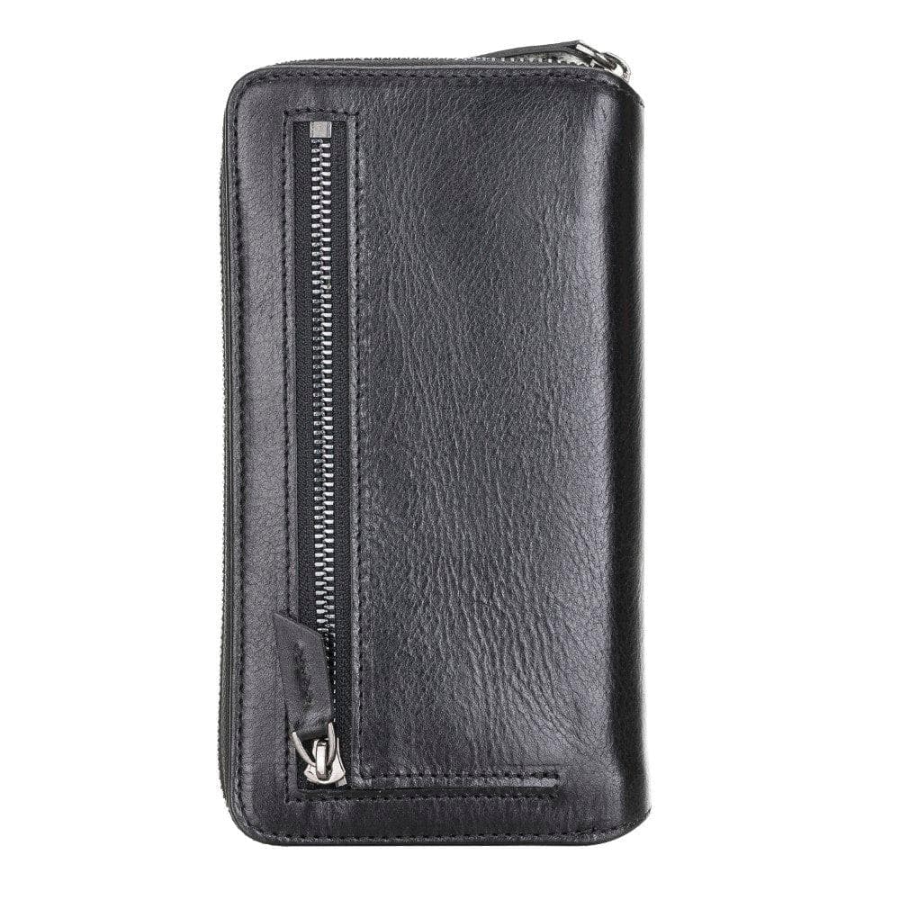 Detachable Leather Zipper Wallet Case for Samsung Galaxy S21 Series, showcasing genuine leather, card slots, and RFID protection.