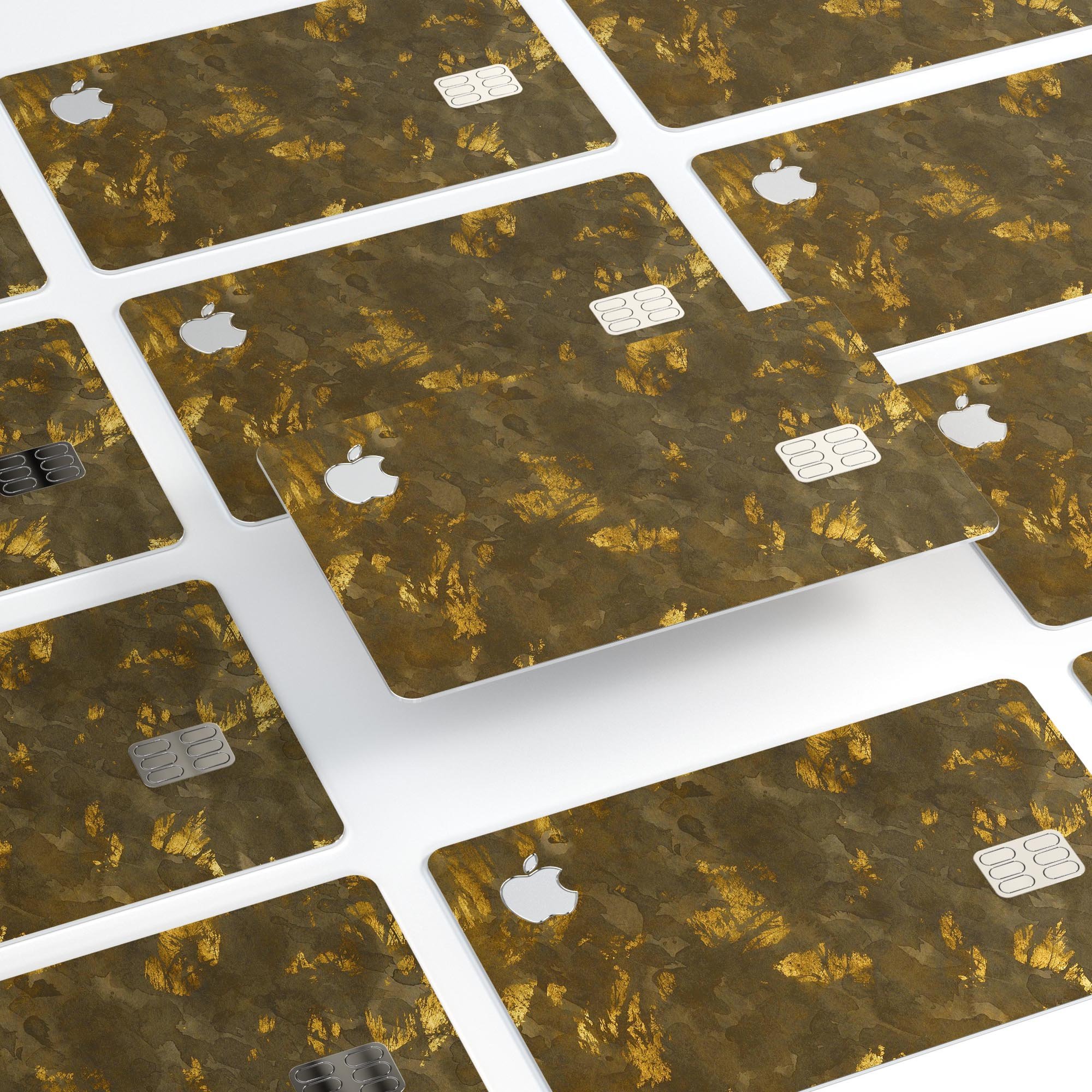 Dirt Covered Golden Plate skin applied to an Apple Card, showcasing its premium design and protective features.