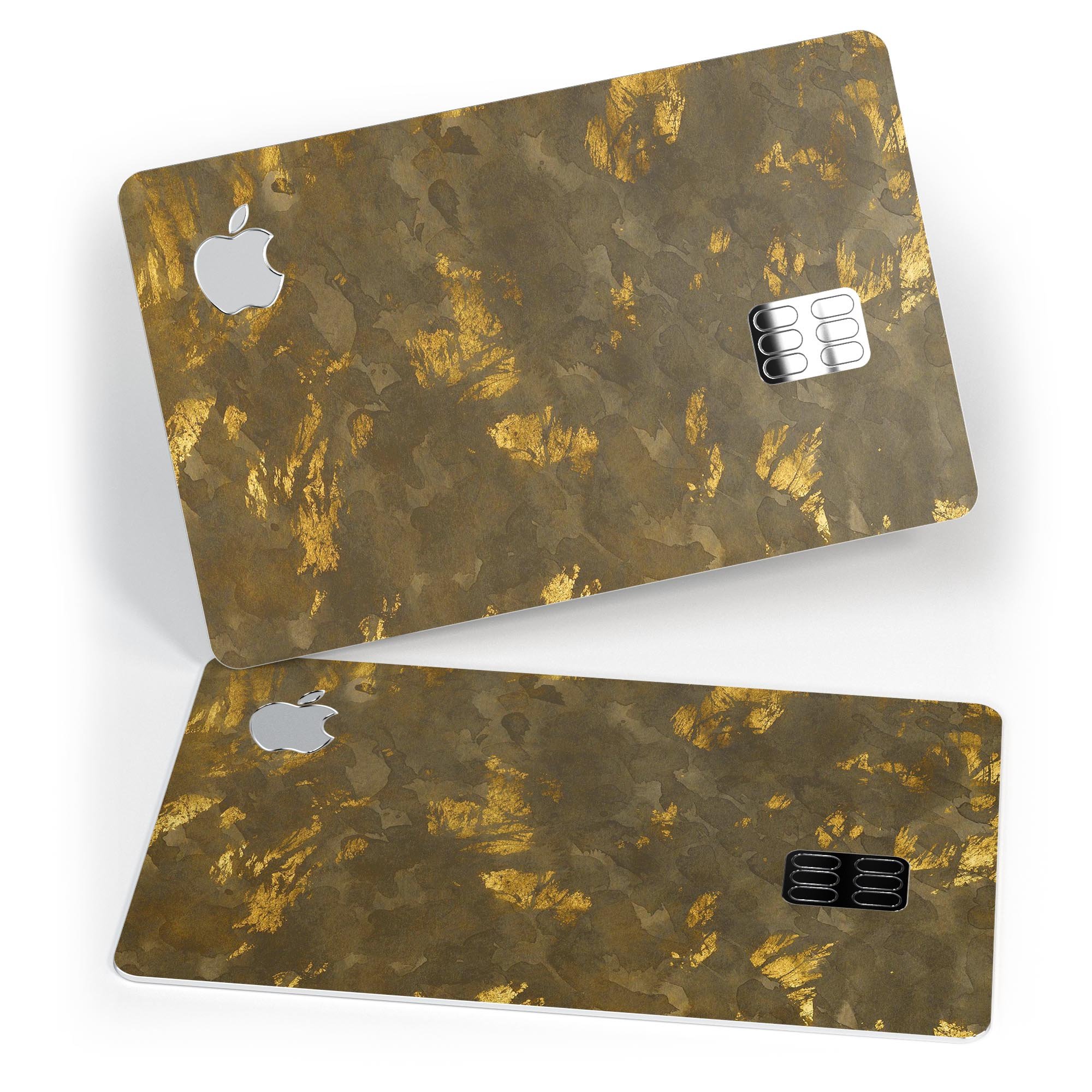 Dirt Covered Golden Plate skin applied to an Apple Card, showcasing its premium design and protective features.
