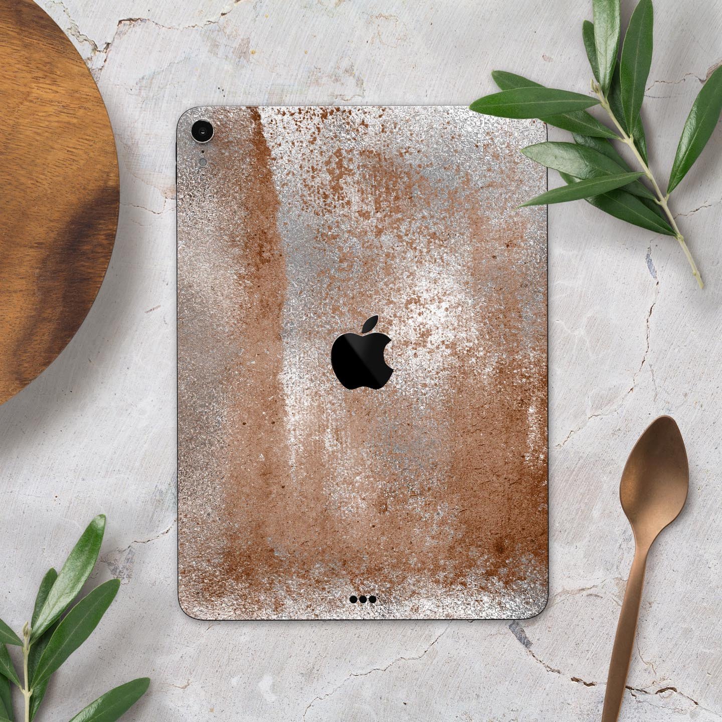 Distressed Silver Texture skin decal for Apple iPad, showcasing its sleek design and premium finish.