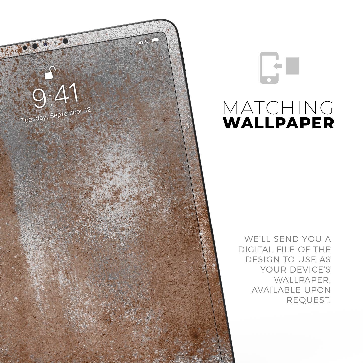 Distressed Silver Texture skin decal for Apple iPad, showcasing its sleek design and premium finish.