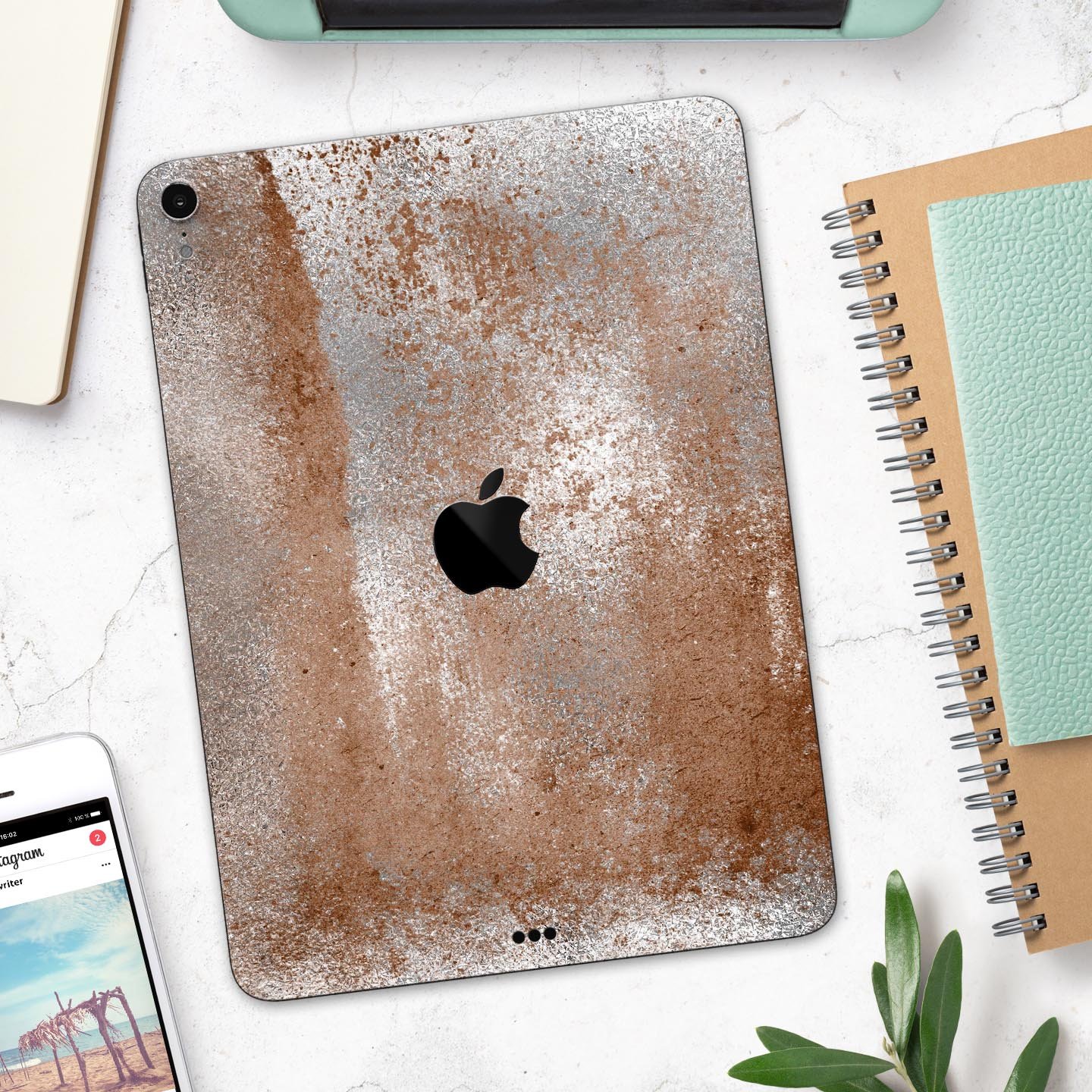 Distressed Silver Texture skin decal for Apple iPad, showcasing its sleek design and premium finish.