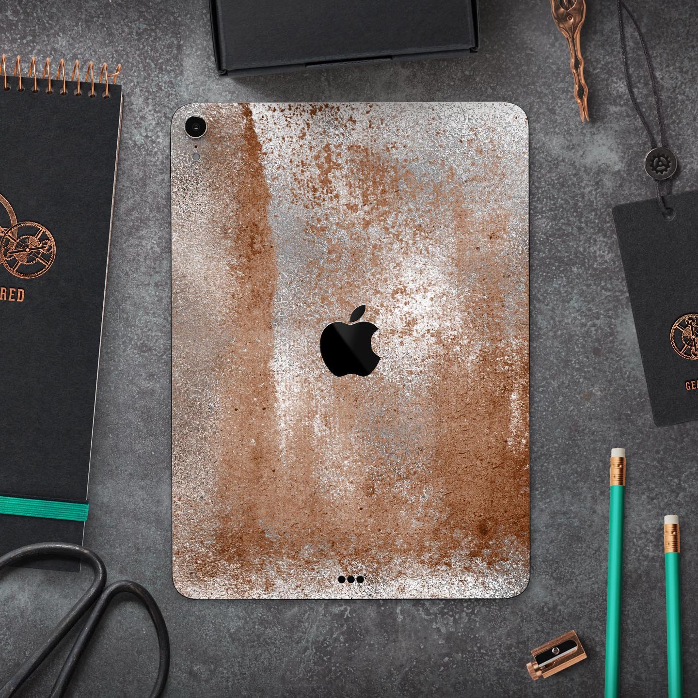 Distressed Silver Texture skin decal for Apple iPad, showcasing its sleek design and premium finish.