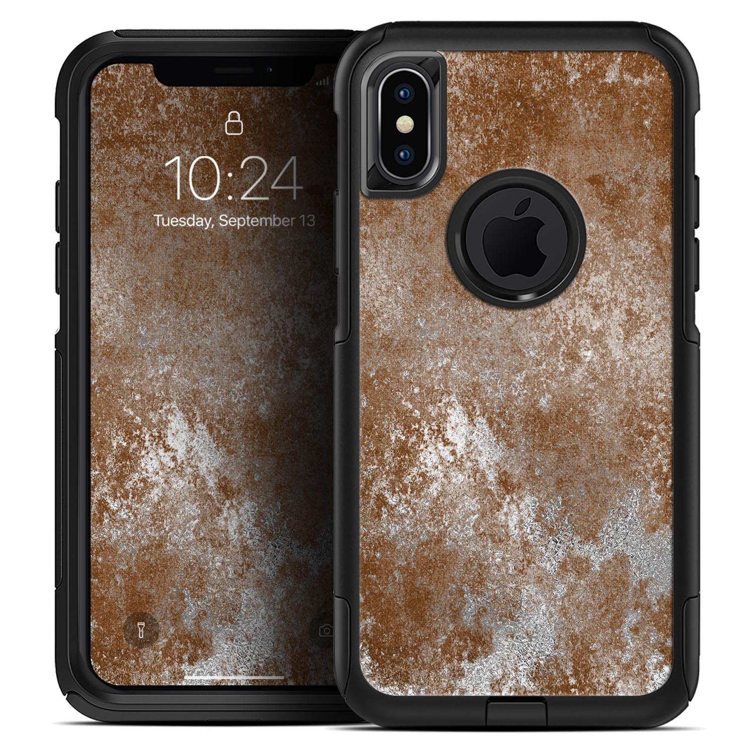 Distressed Silver Texture v10 Skin Kit for iPhone OtterBox Cases, showcasing a sleek design and premium finish.