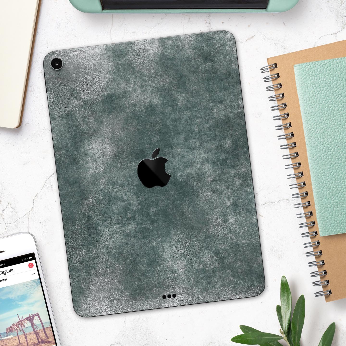 Distressed Silver Texture v12 skin decal for Apple devices, showcasing a sleek design and premium finish.