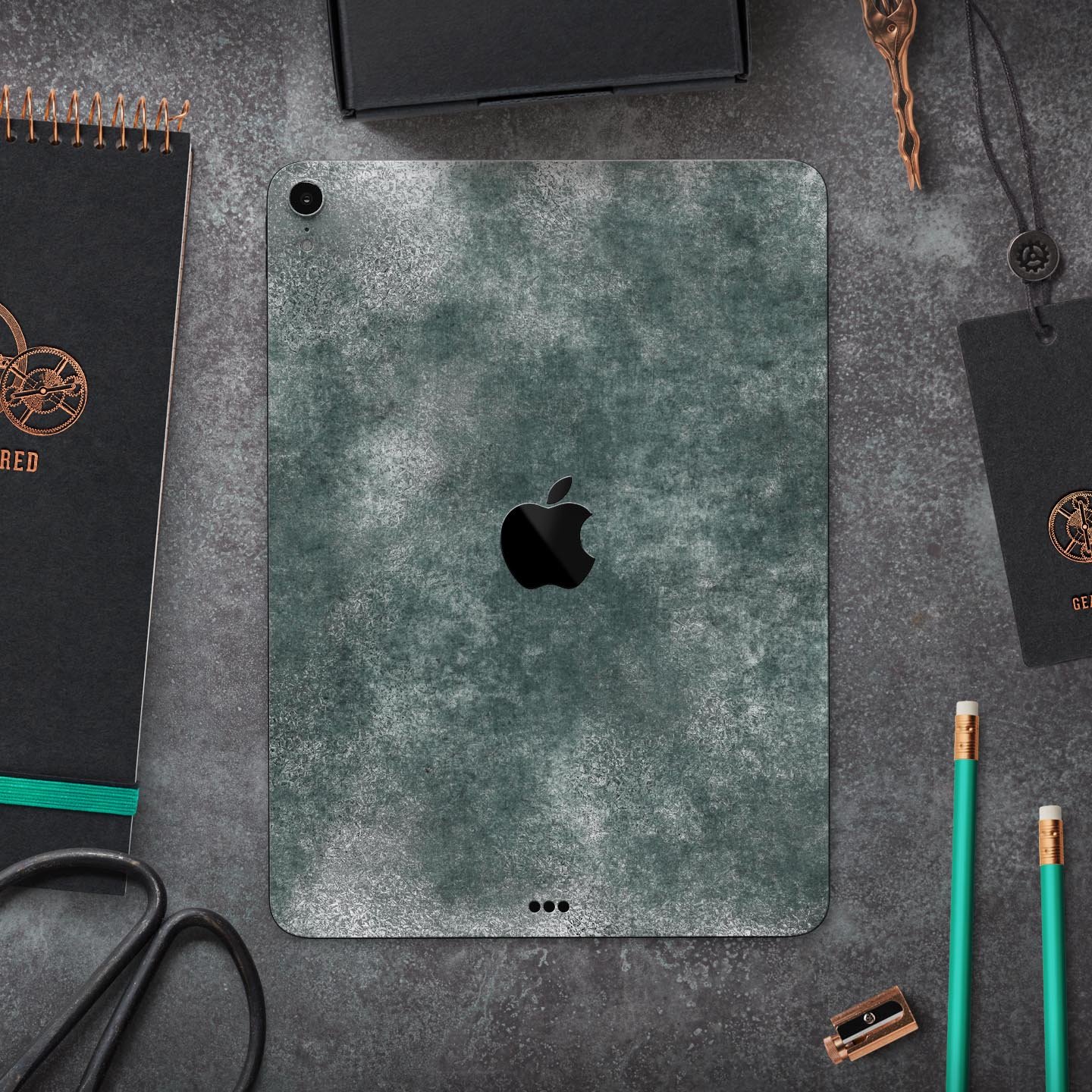 Distressed Silver Texture v12 skin decal for Apple devices, showcasing a sleek design and premium finish.