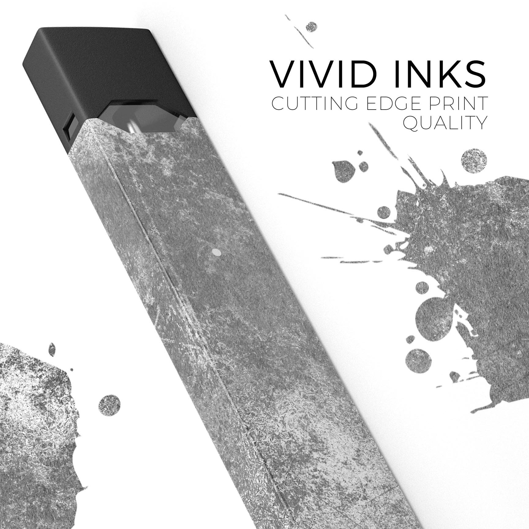 Distressed Silver Texture skin-wrap for JUUL vaping device, showcasing a stylish design and protective features.