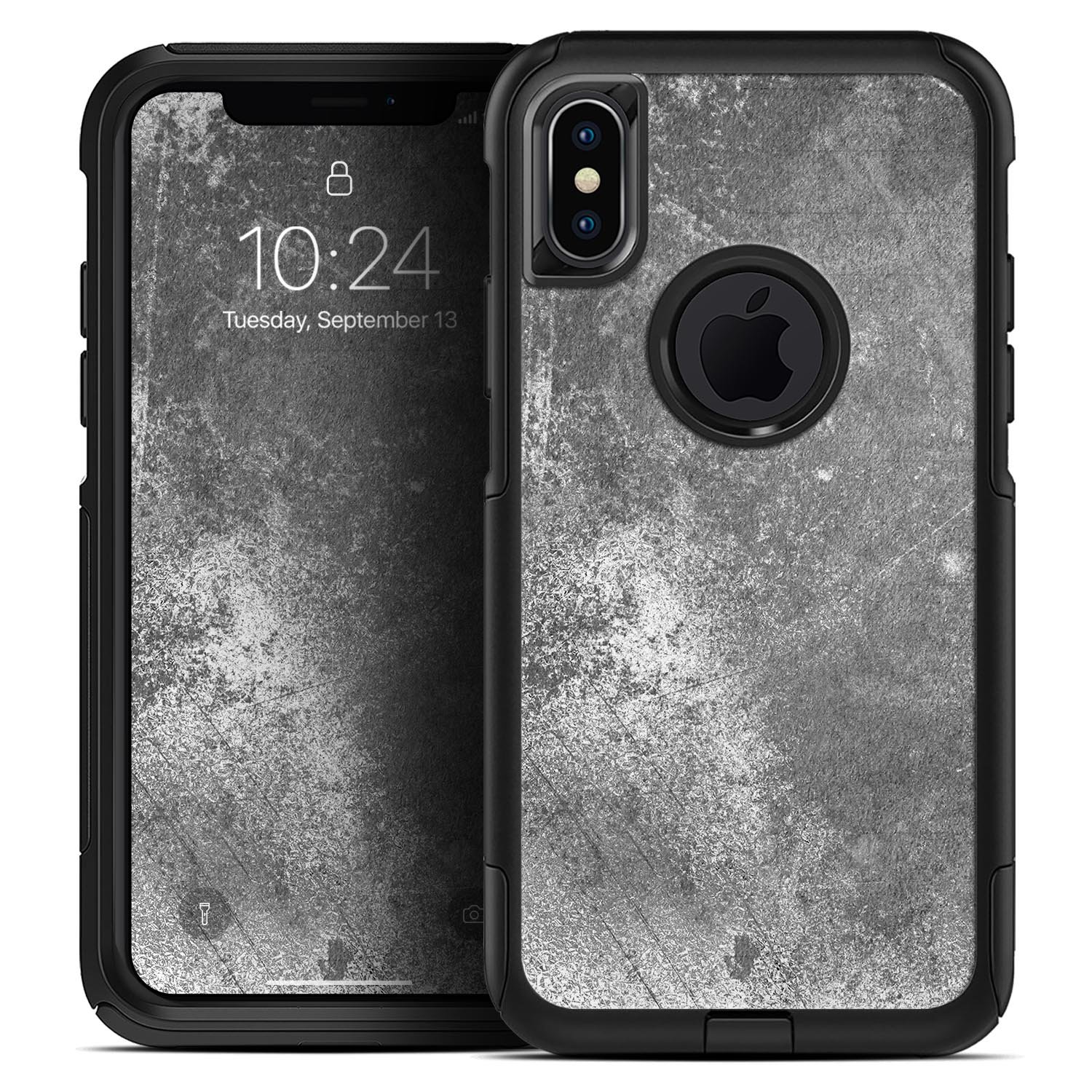 Distressed Silver Texture Skin Kit for iPhone OtterBox Cases, showcasing a sleek design and premium quality materials.