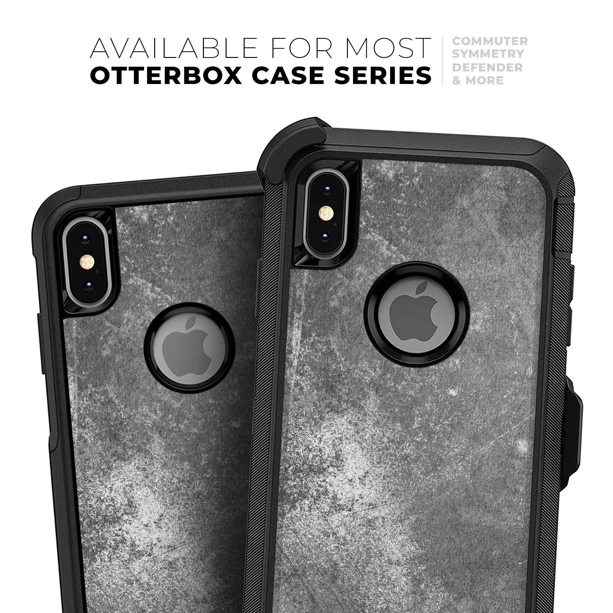 Distressed Silver Texture Skin Kit for iPhone OtterBox Cases, showcasing a sleek design and premium quality materials.