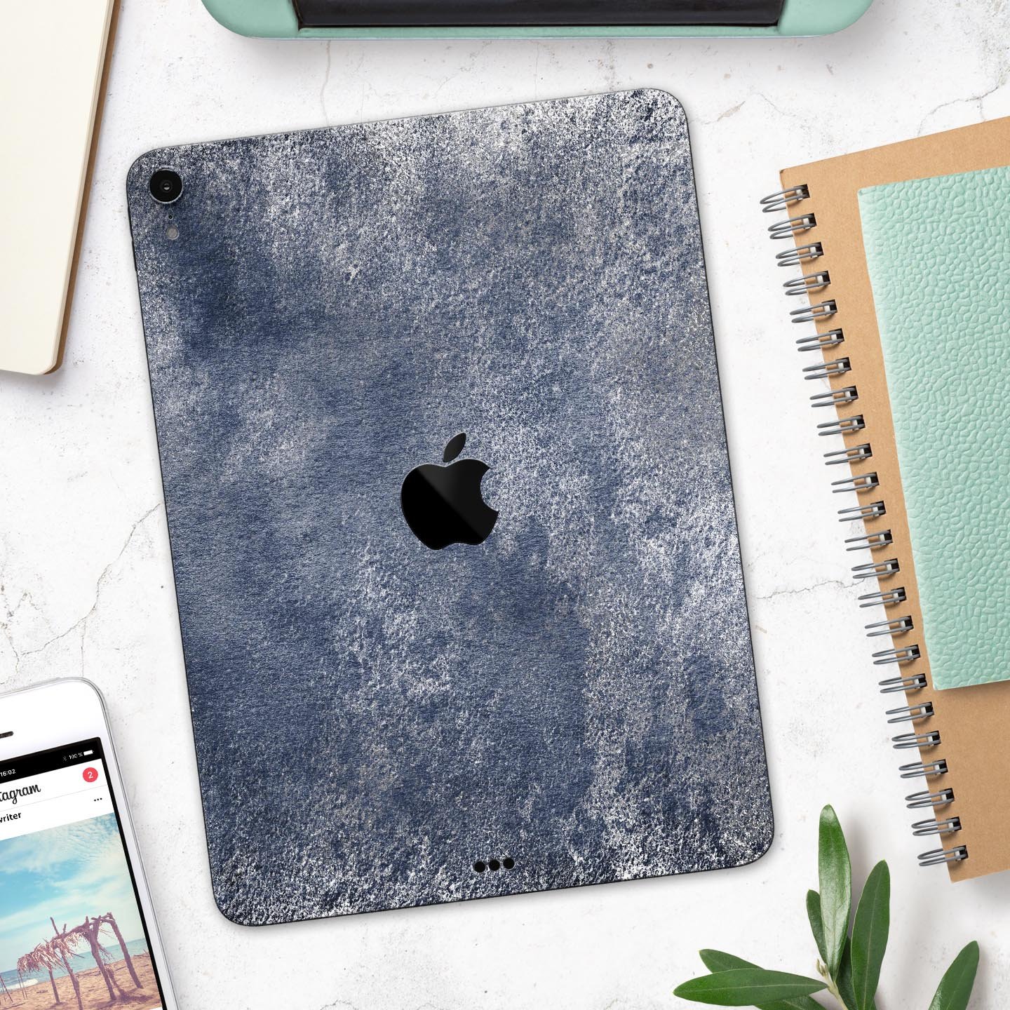 Distressed Silver Texture skin decal for Apple iPad, showcasing a sleek design and premium finish.