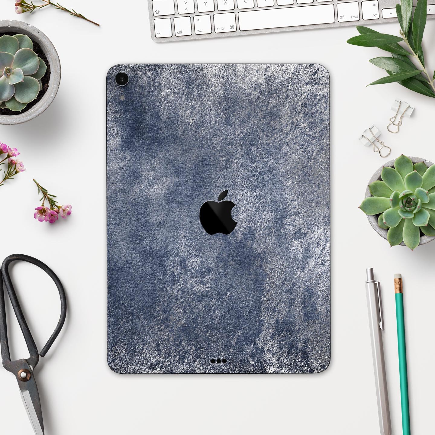 Distressed Silver Texture skin decal for Apple iPad, showcasing a sleek design and premium finish.