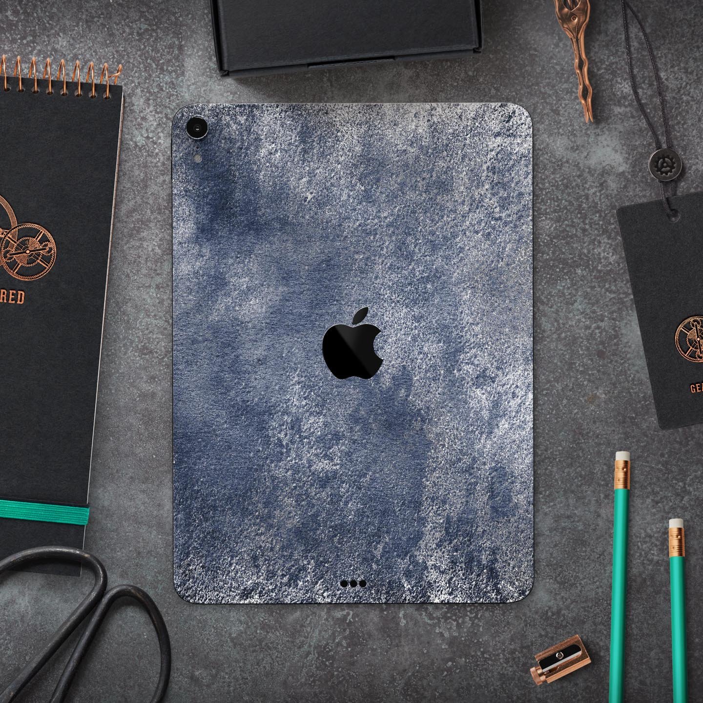Distressed Silver Texture skin decal for Apple iPad, showcasing a sleek design and premium finish.