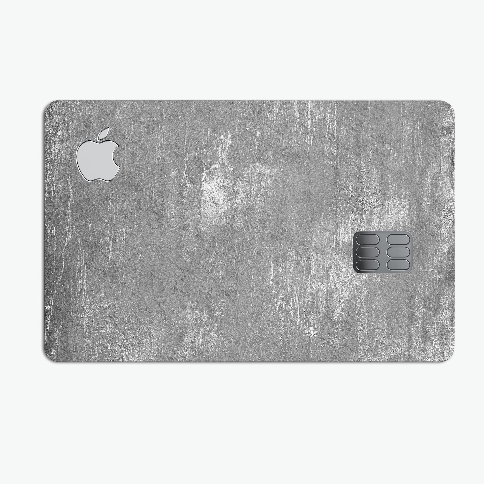 Distressed Silver Texture decal skin applied on an Apple Card, showcasing its premium design and protective features.