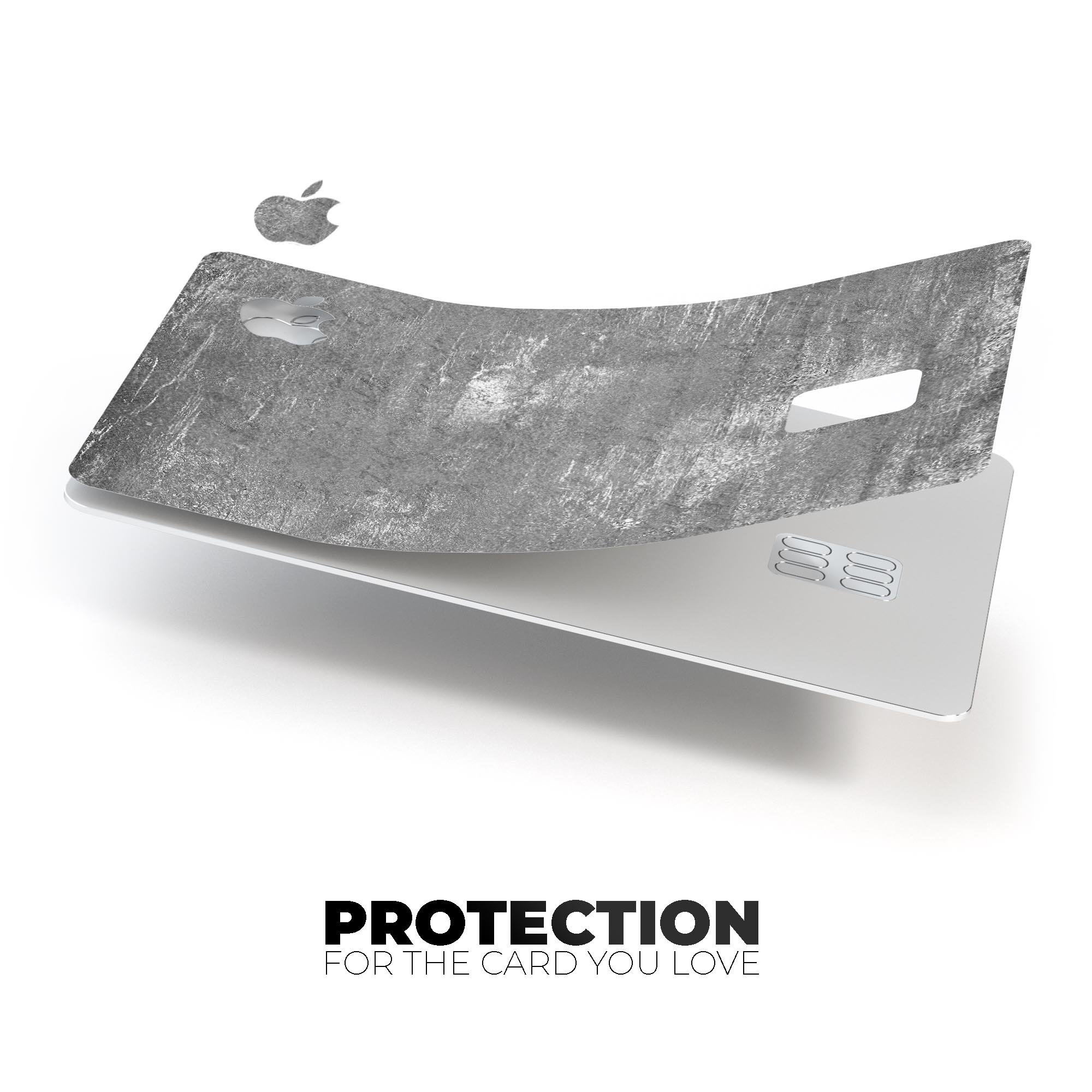 Distressed Silver Texture decal skin applied on an Apple Card, showcasing its premium design and protective features.