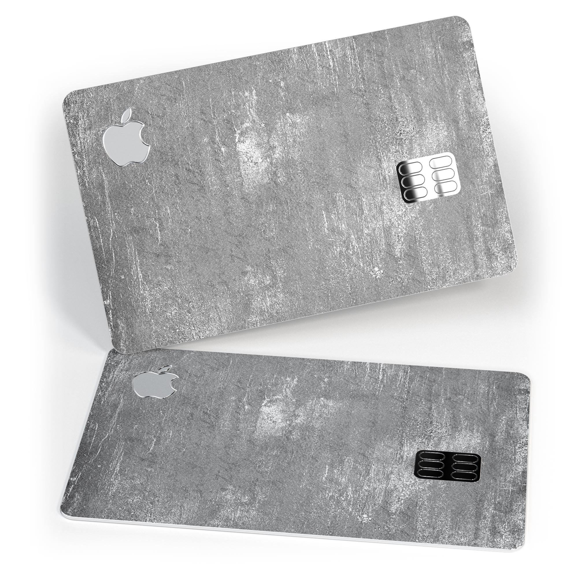 Distressed Silver Texture decal skin applied on an Apple Card, showcasing its premium design and protective features.