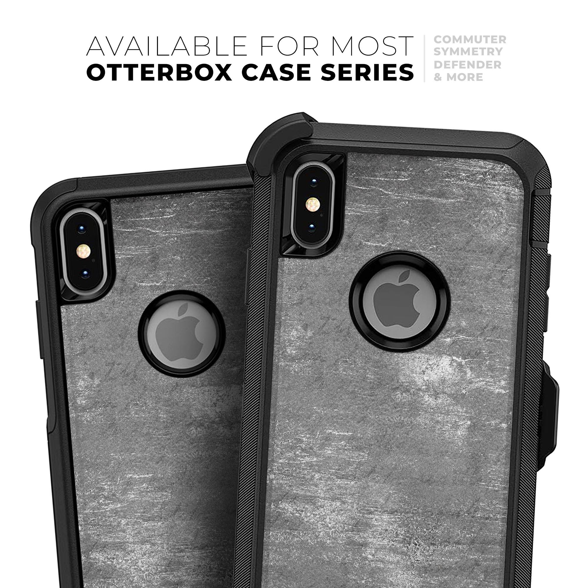 Distressed Silver Texture Skin Kit for iPhone OtterBox Cases, showcasing a sleek design and premium finish.