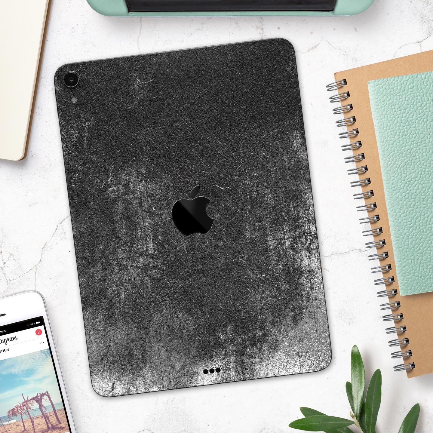 Distressed Silver Texture skin decal for Apple iPad, showcasing its sleek design and premium finish.