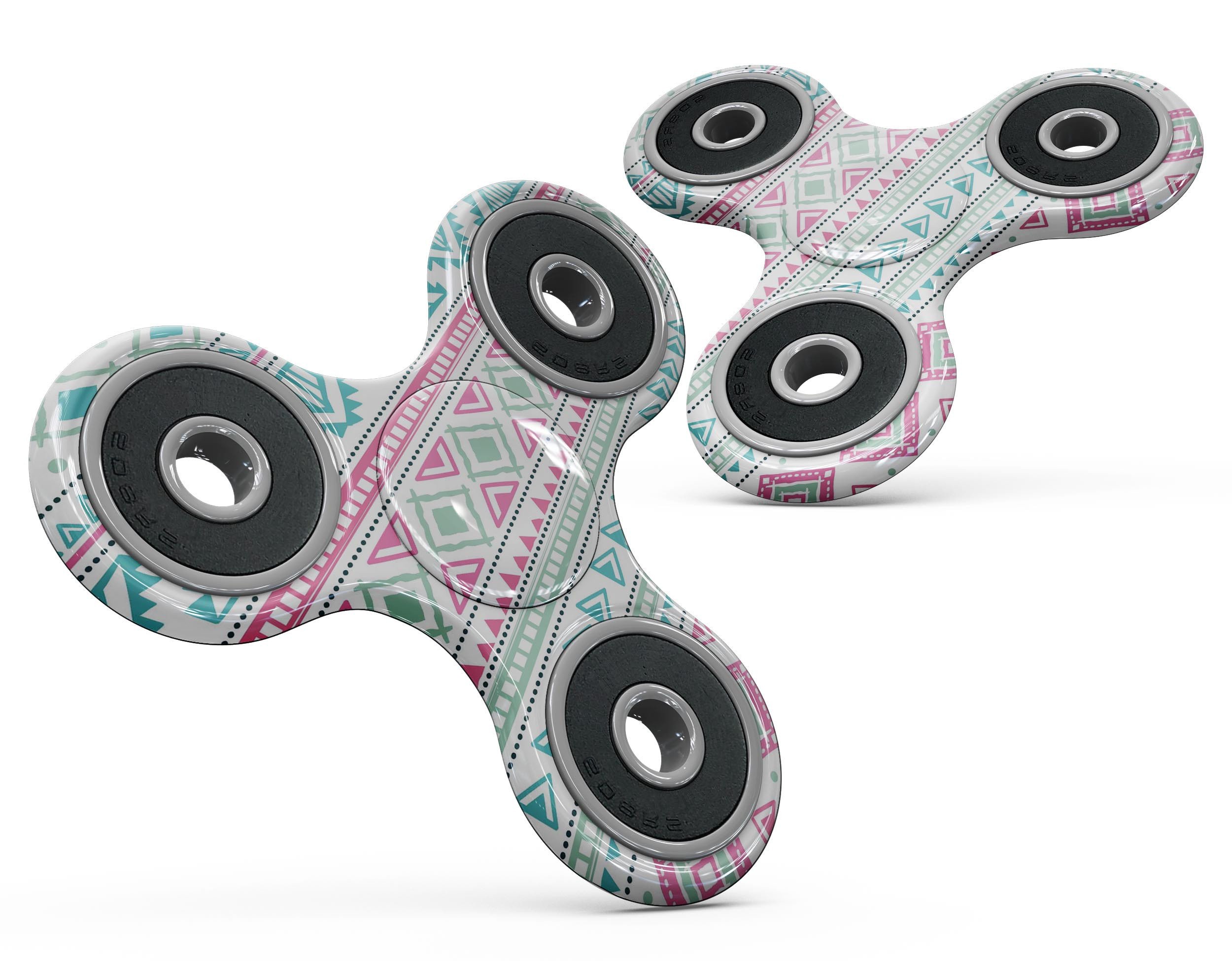 Doodle Aztec Pattern Full-Body Fidget Spinner Skin-Kit showcasing vibrant colors and intricate designs, perfect for personalizing your fidget spinner.