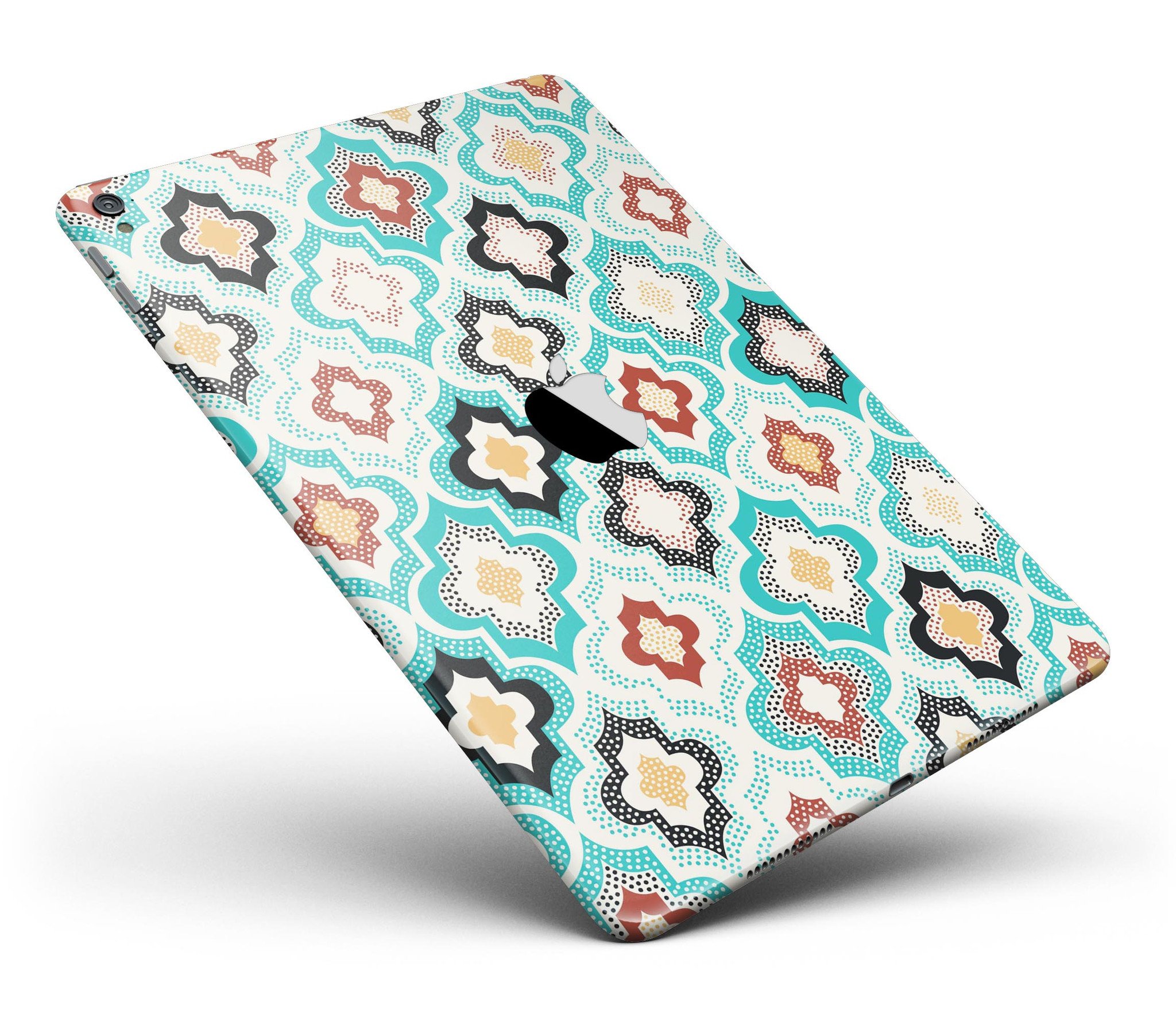 Dotted Moroccan pattern full body skin for iPad Pro, showcasing vibrant design and premium vinyl material.