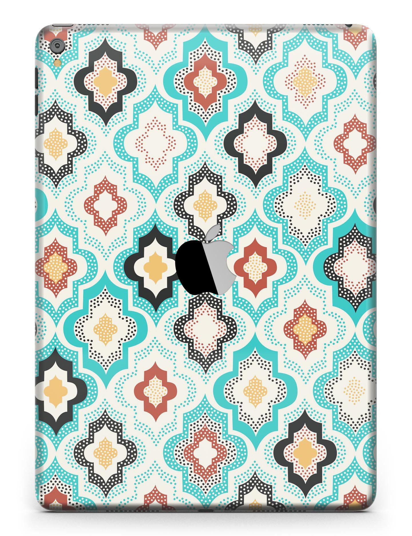 Dotted Moroccan pattern full body skin for iPad Pro, showcasing vibrant design and premium vinyl material.