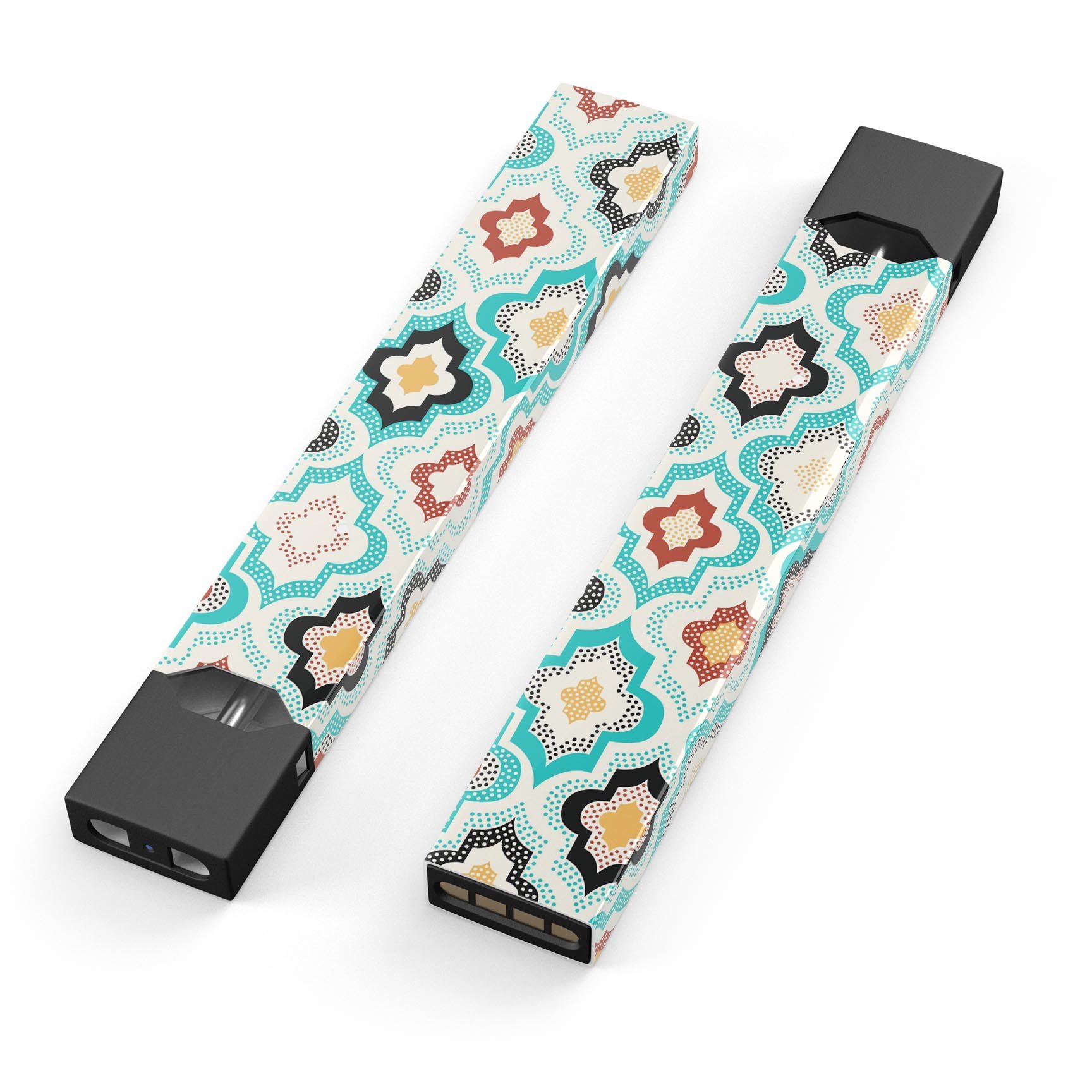 Dotted Moroccan pattern skin-wrap sticker for JUUL device, showcasing vibrant design and premium quality.